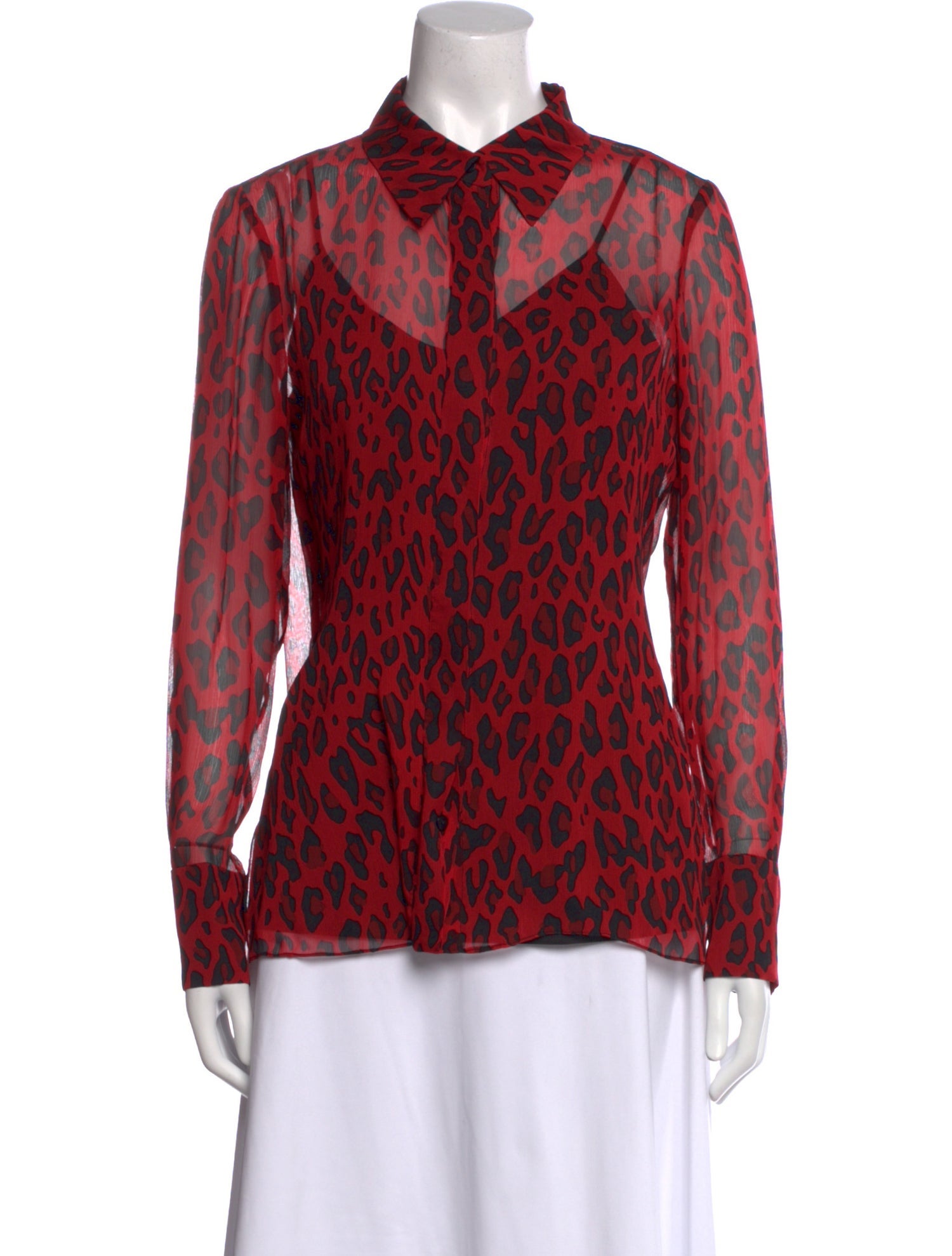 Diane von Furstenberg Animal Print Long Sleeve Button-Up Top