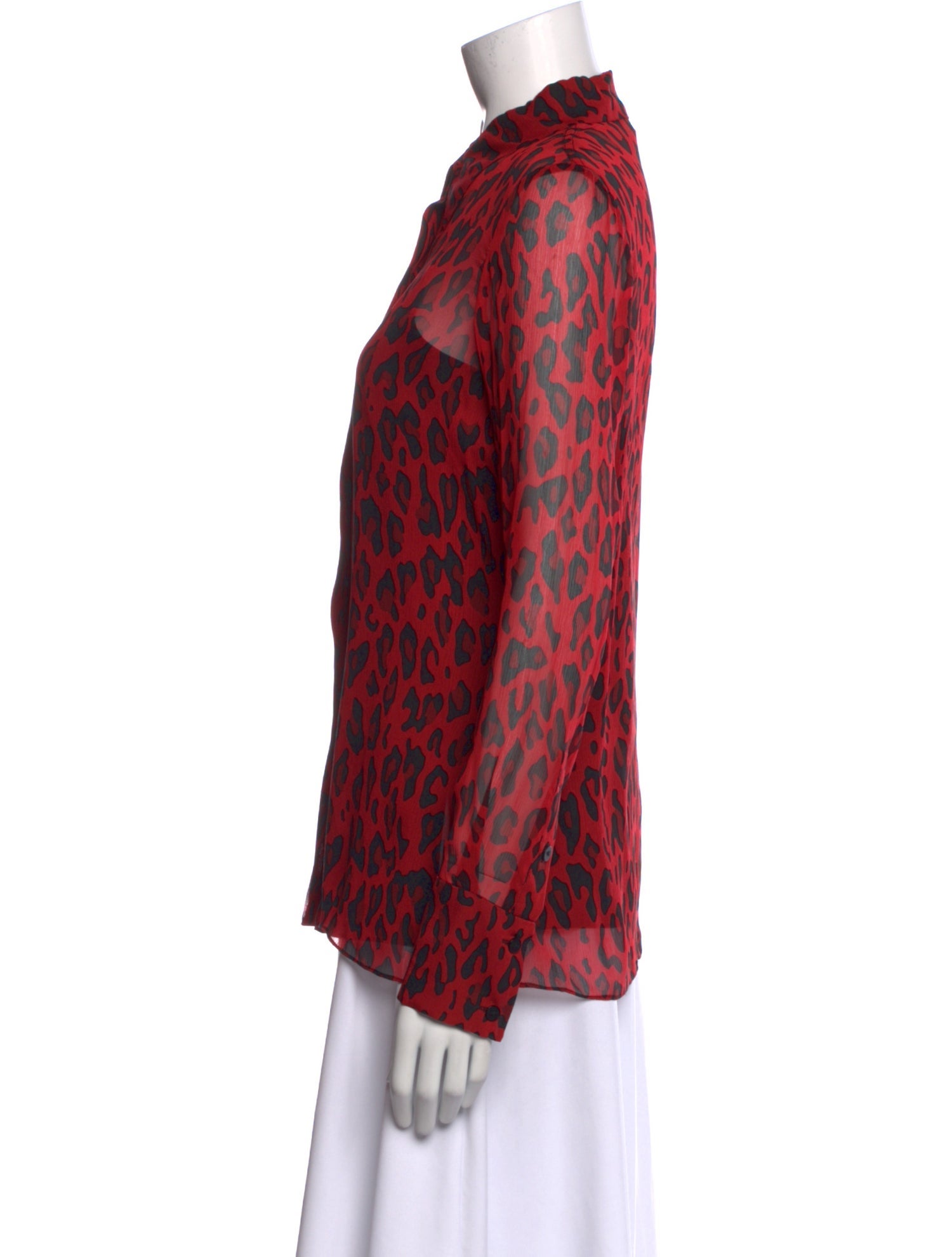 Diane von Furstenberg Animal Print Long Sleeve Button-Up Top