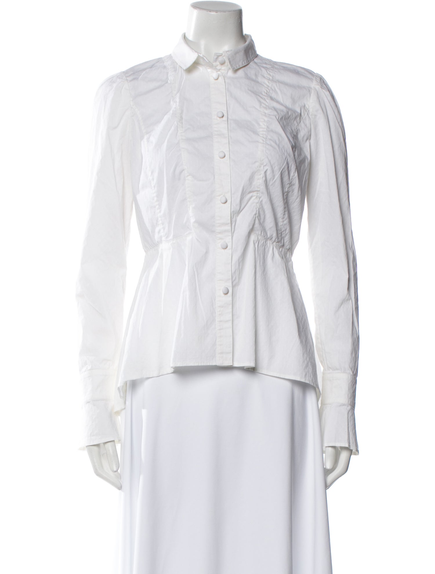 Diane von Furstenberg Mock Neck Long Sleeve Button-Up Top