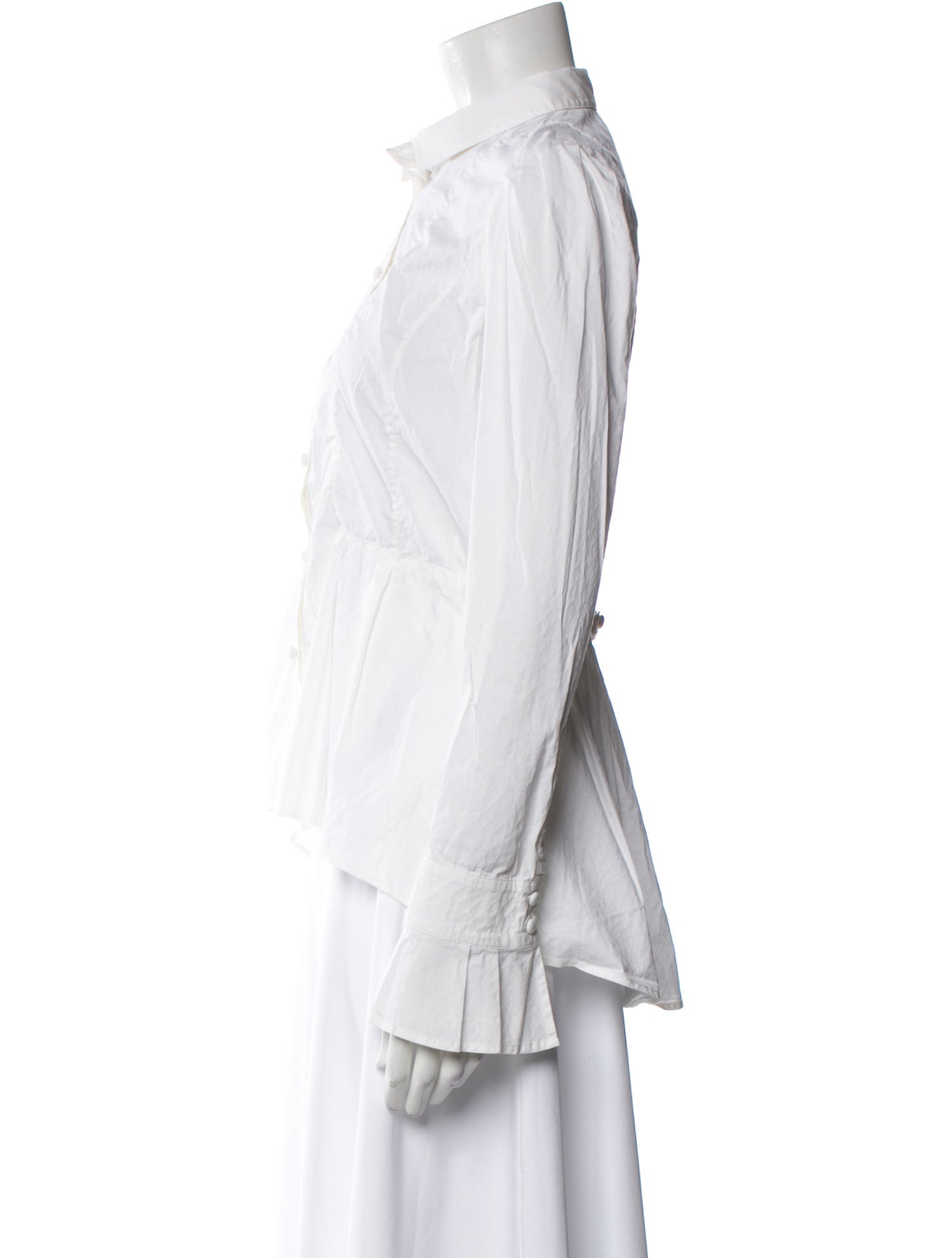 Diane von Furstenberg Mock Neck Long Sleeve Button-Up Top