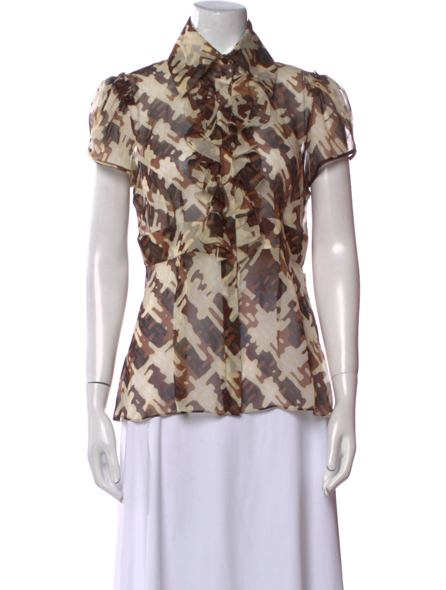 Diane von Furstenberg Silk Printed Button-Up Top