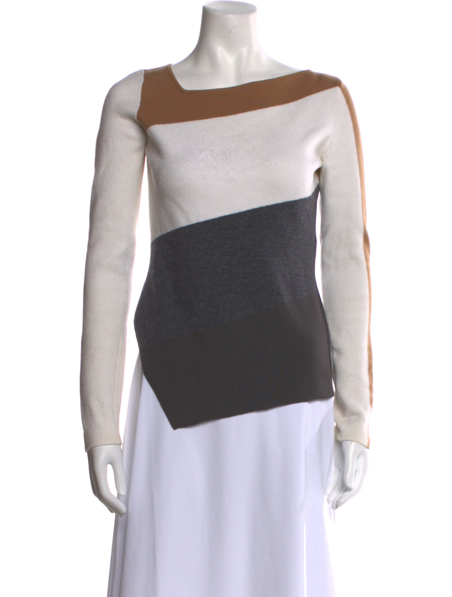 Diane von Furstenberg Colorblock Pattern Bateau Neckline Top
