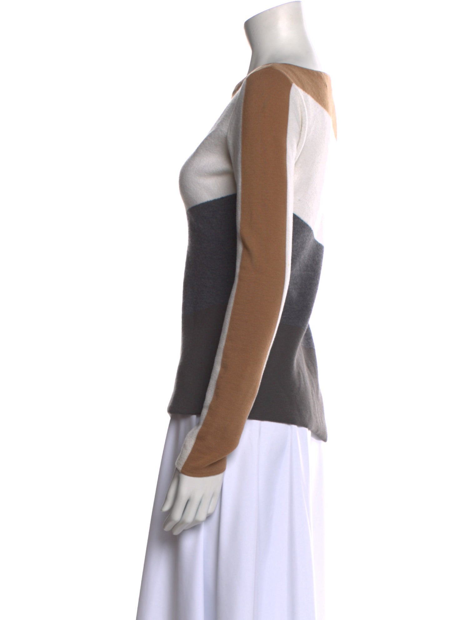 Diane von Furstenberg Colorblock Pattern Bateau Neckline Top