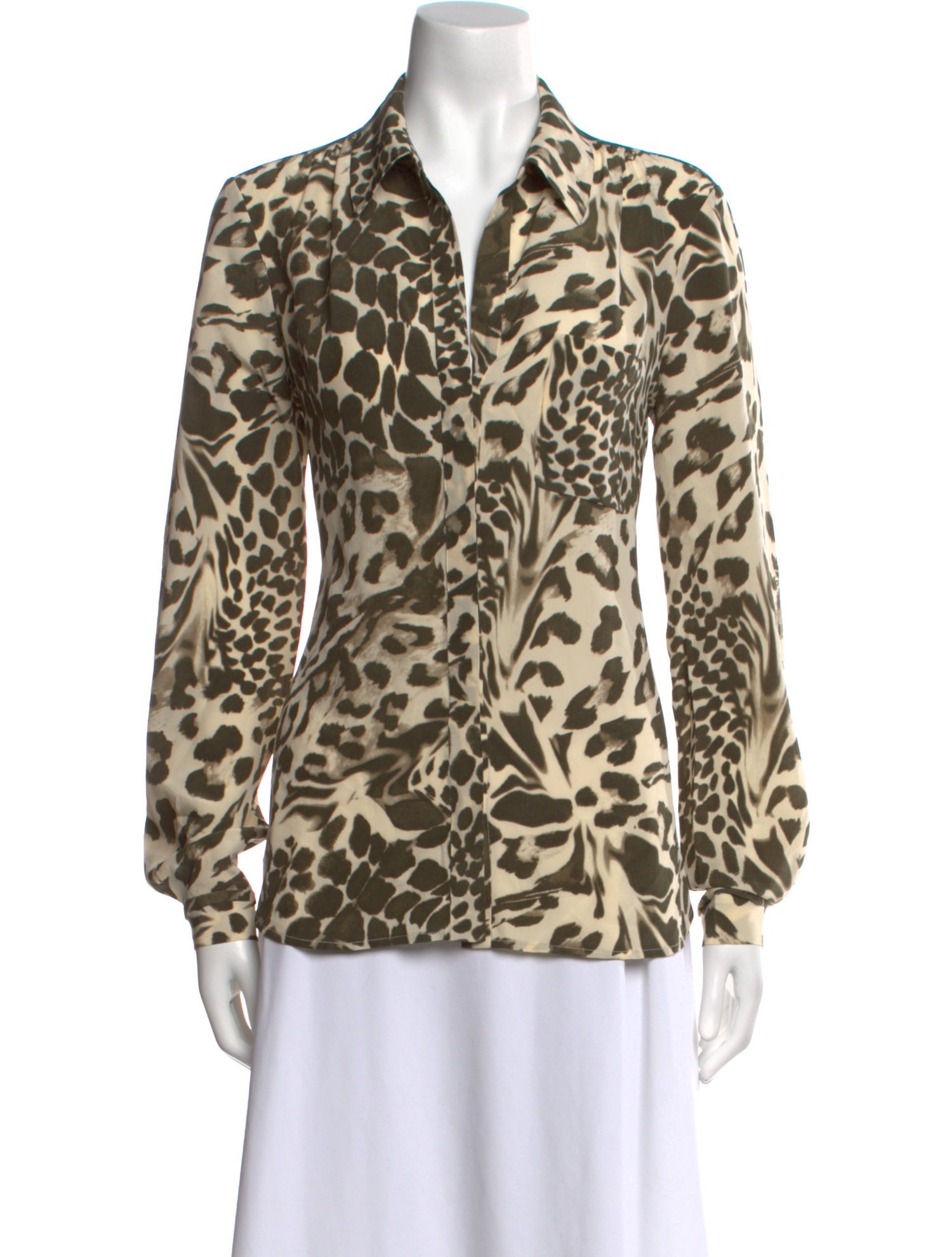 Diane von Furstenberg Silk Animal Print Button-Up Top