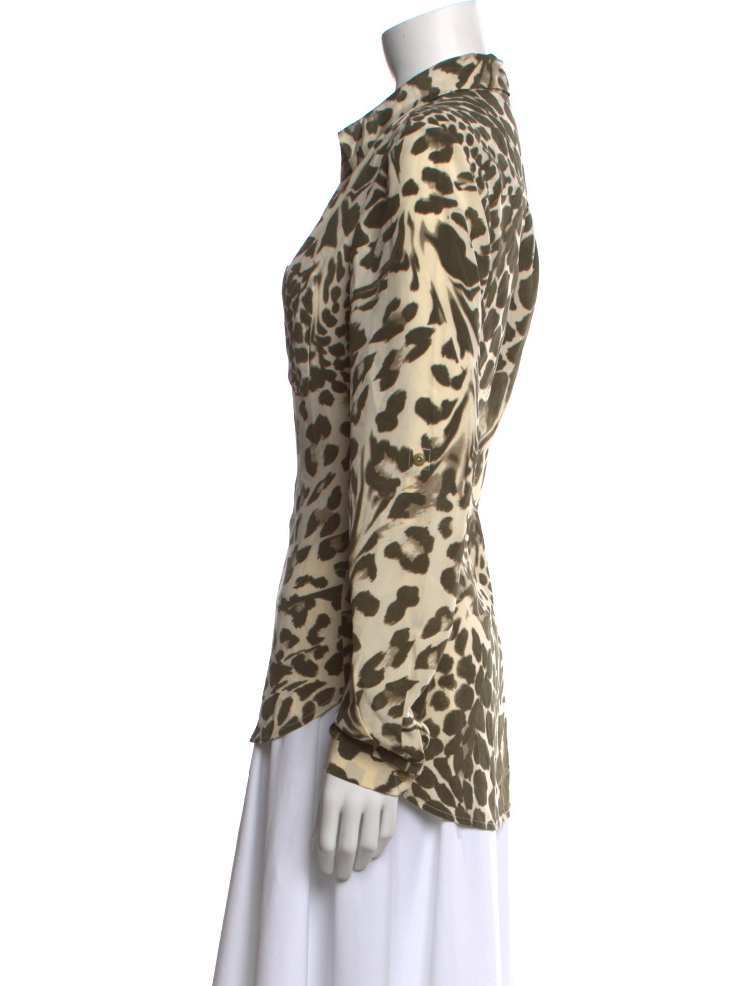 Diane von Furstenberg Silk Animal Print Button-Up Top