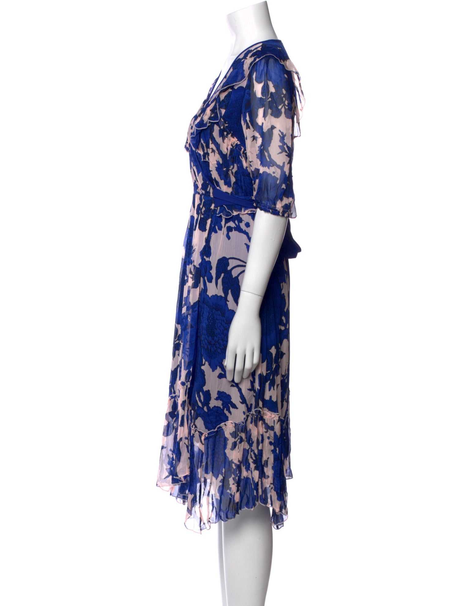 Diane von Furstenberg Floral Print Midi Length Dress