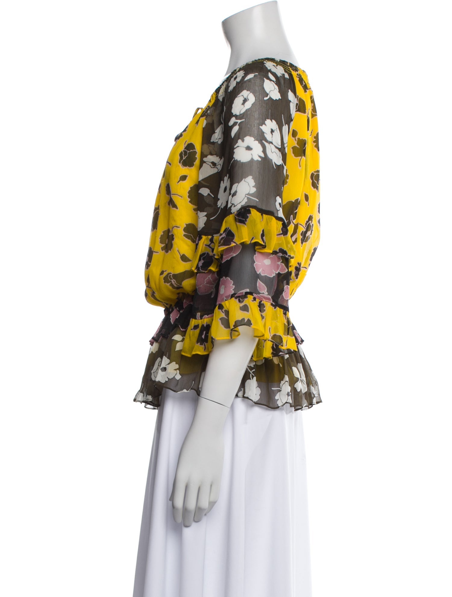 Diane von Furstenberg Floral Print Scoop Neck Blouse