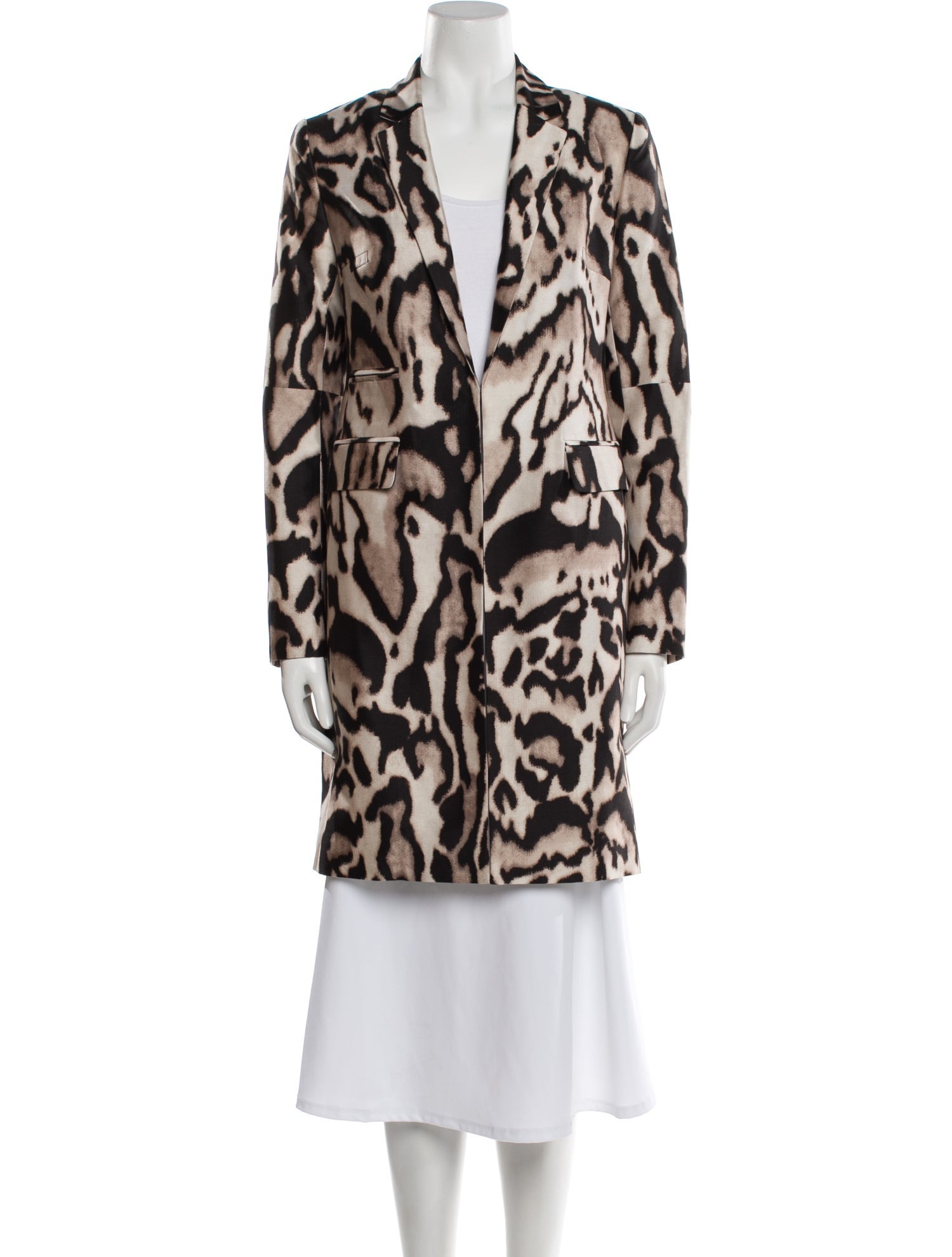 Diane von Furstenberg Wool Animal Print Faux Fur Coat