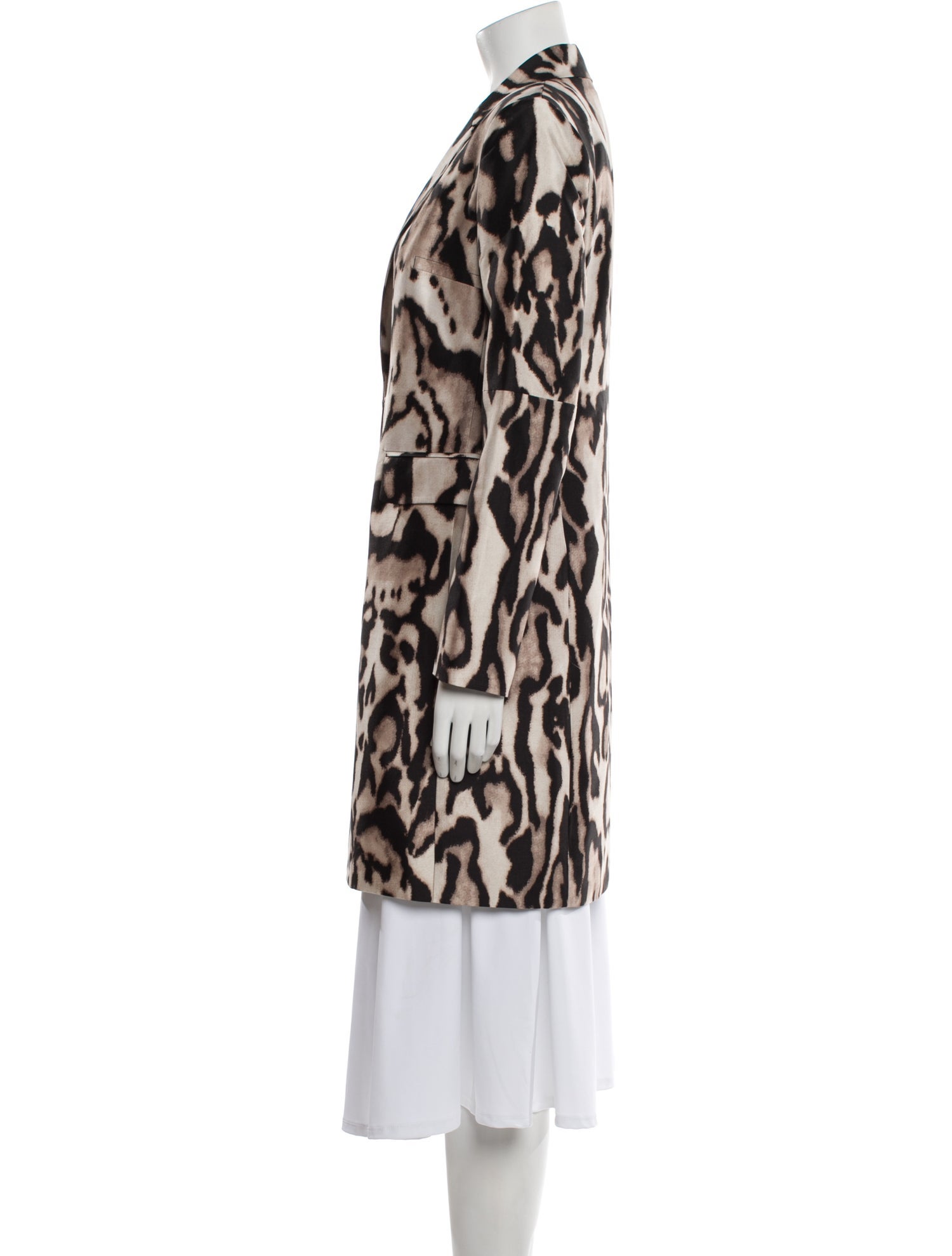 Diane von Furstenberg Wool Animal Print Faux Fur Coat