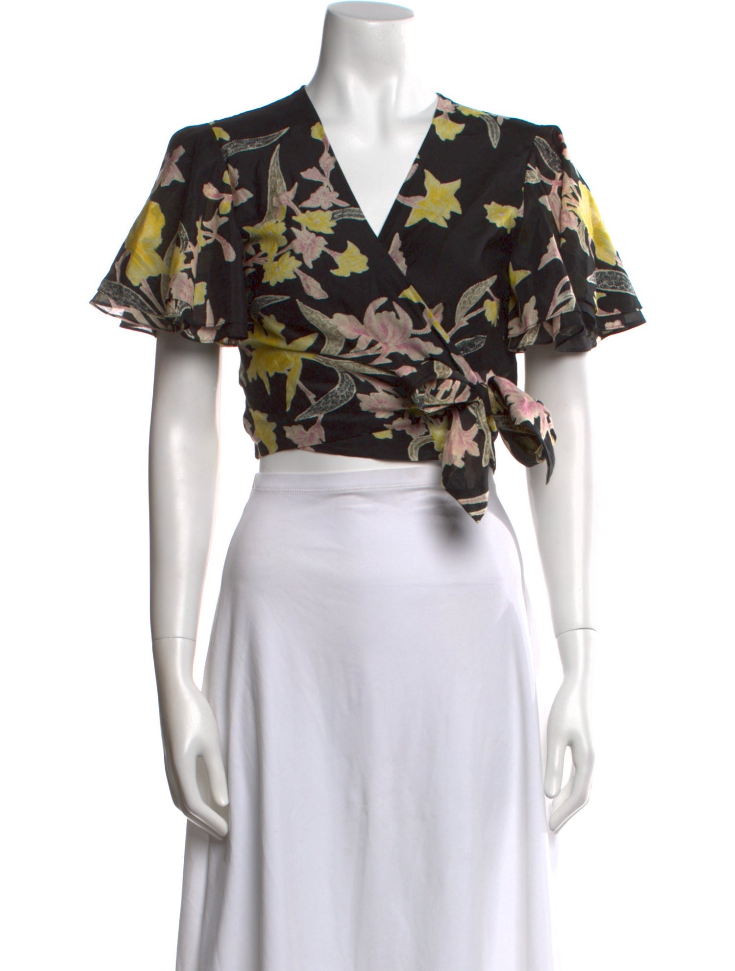 Diane von Furstenberg Floral Print V-Neck Crop Top