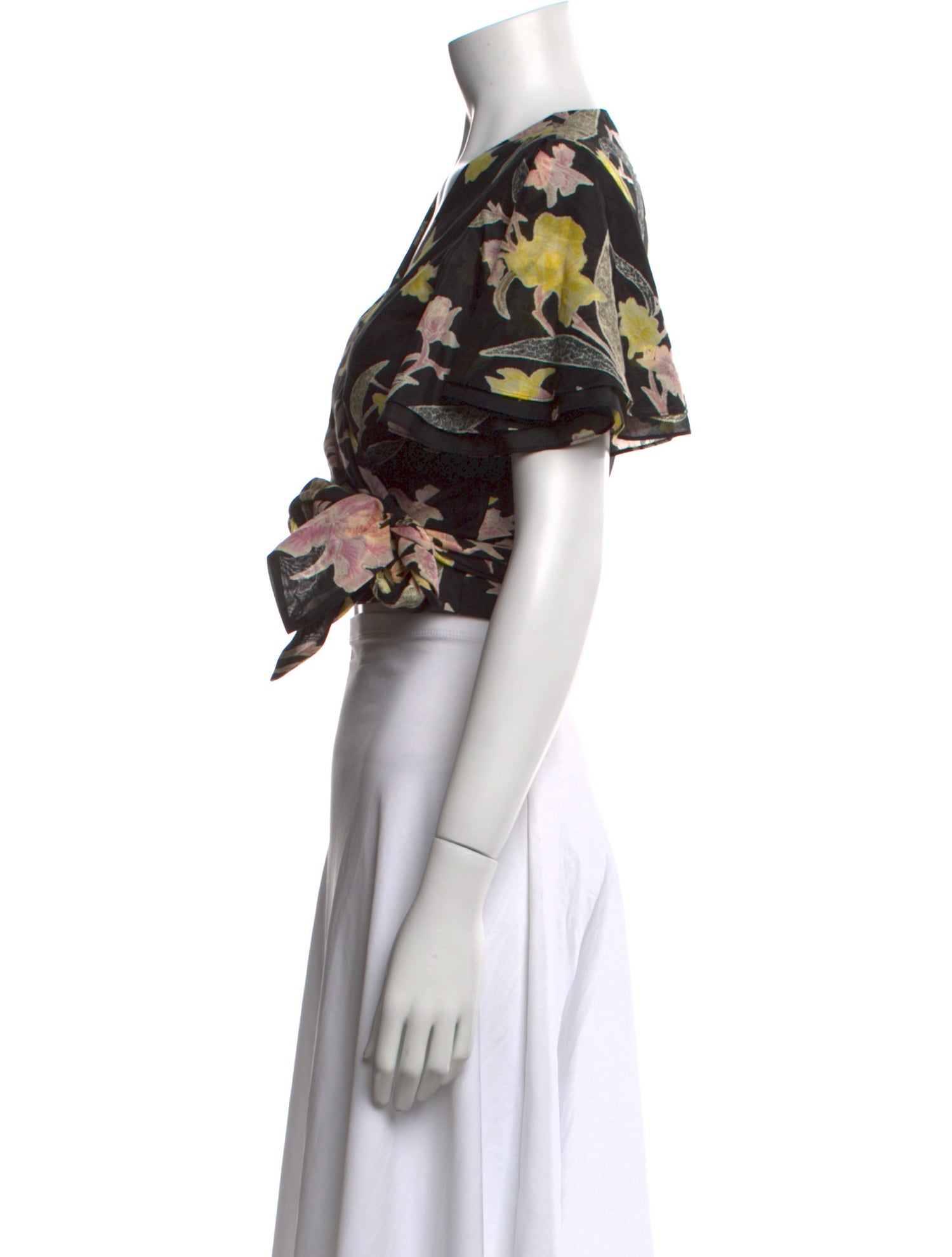 Diane von Furstenberg Floral Print V-Neck Crop Top