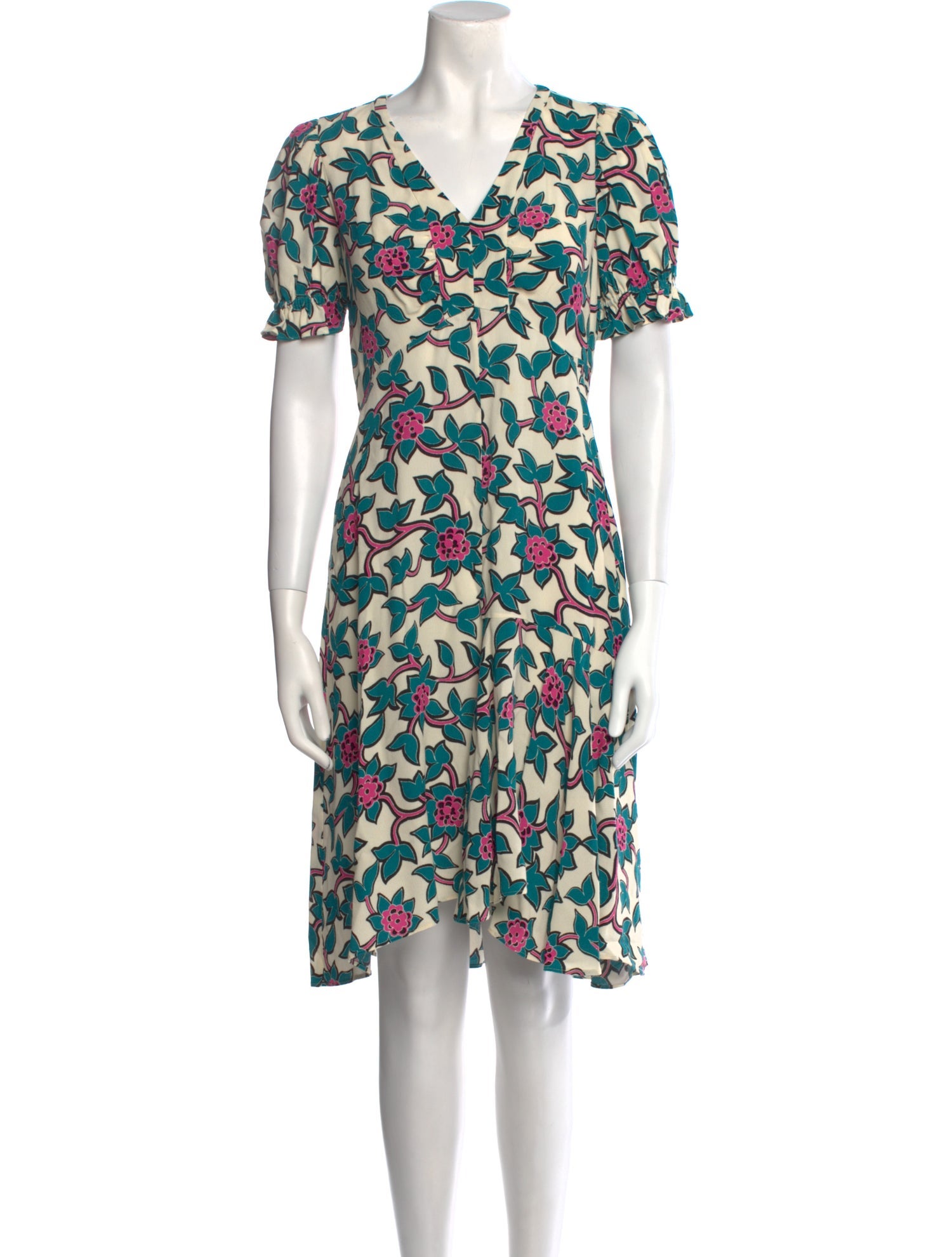 Diane von Furstenberg Floral Print Knee-Length Dress