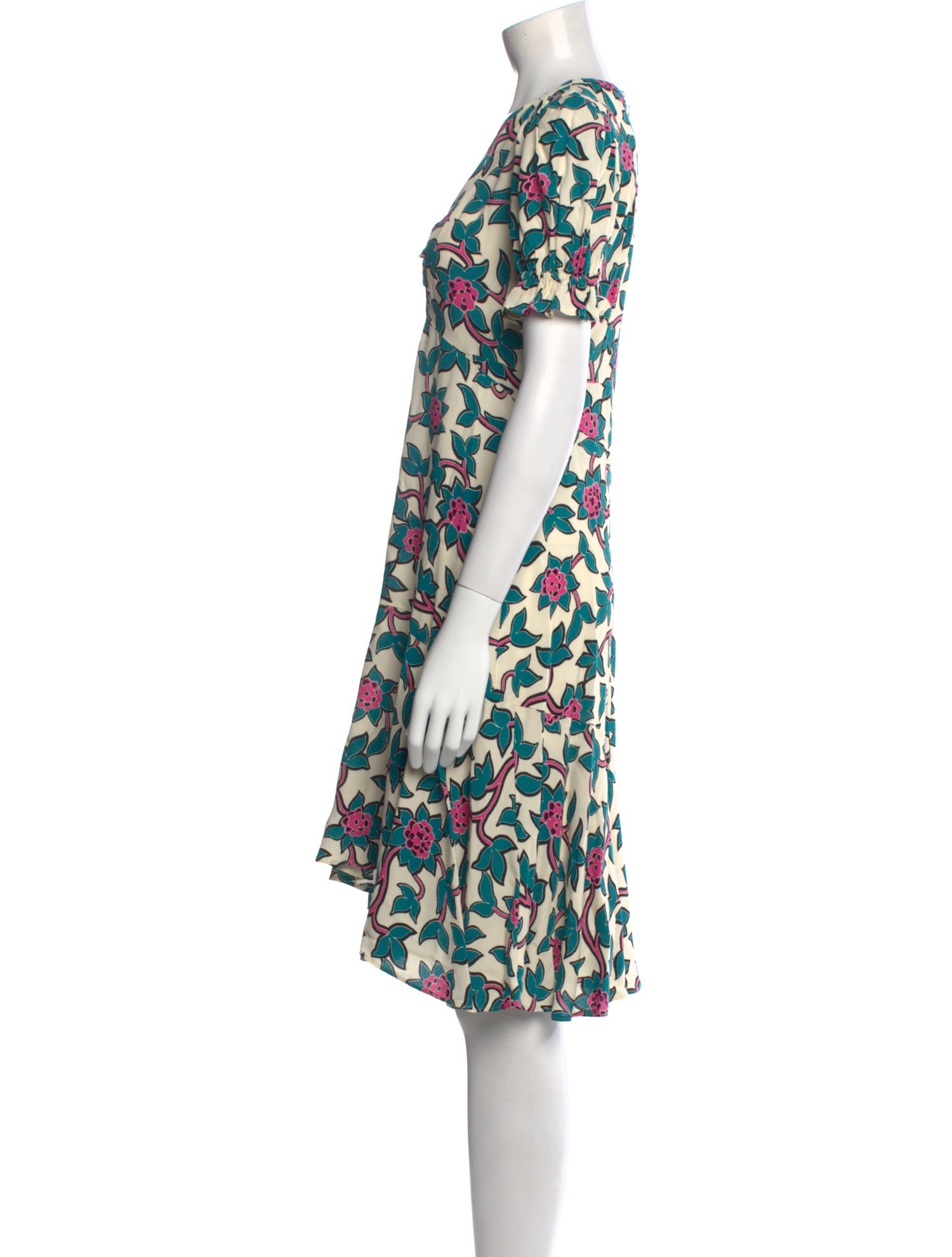Diane von Furstenberg Floral Print Knee-Length Dress