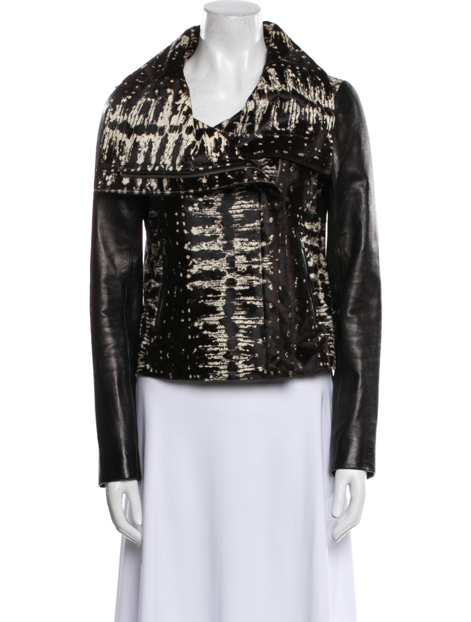 Diane von Furstenberg Lamb Leather Printed Fur Jacket