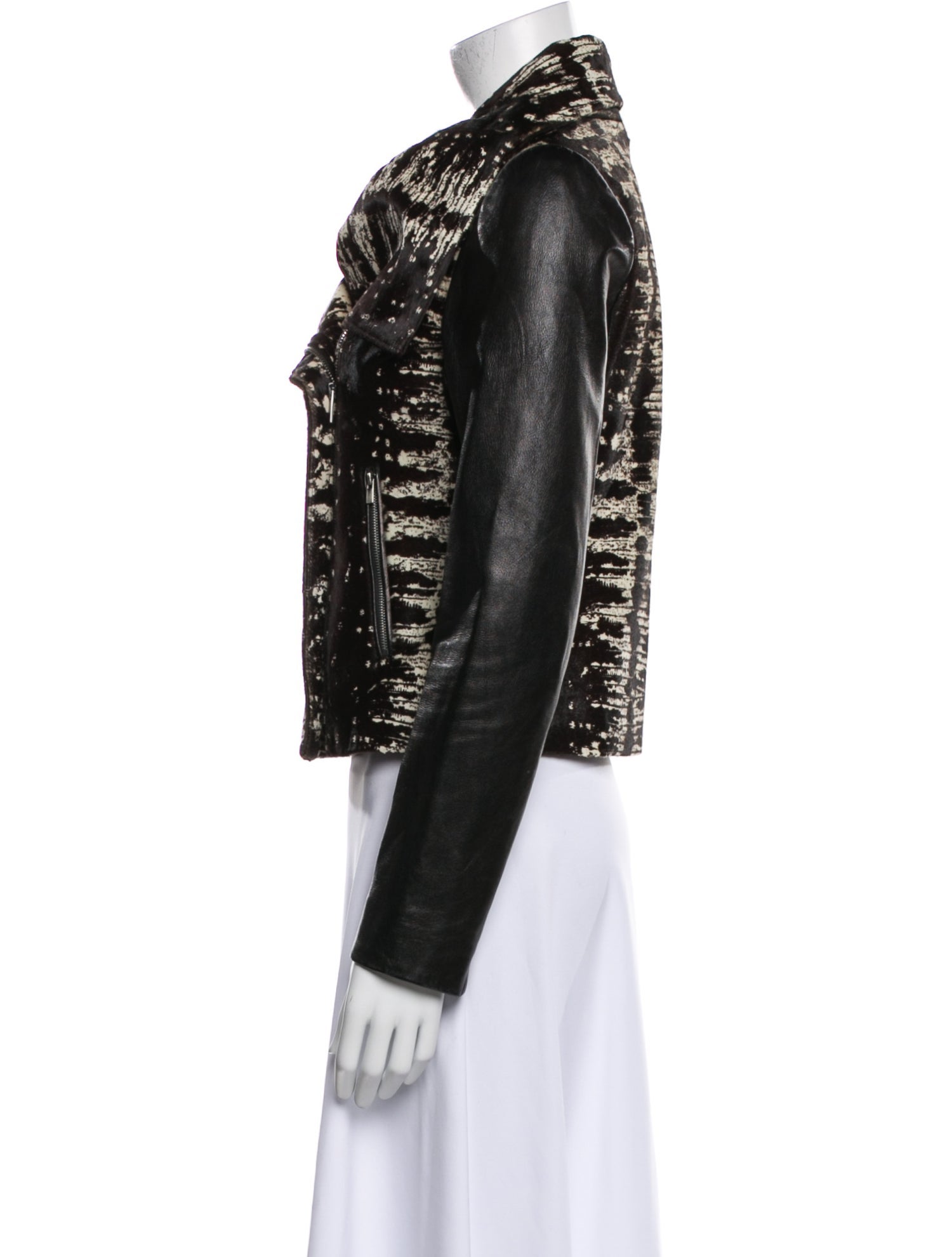 Diane von Furstenberg Lamb Leather Printed Fur Jacket