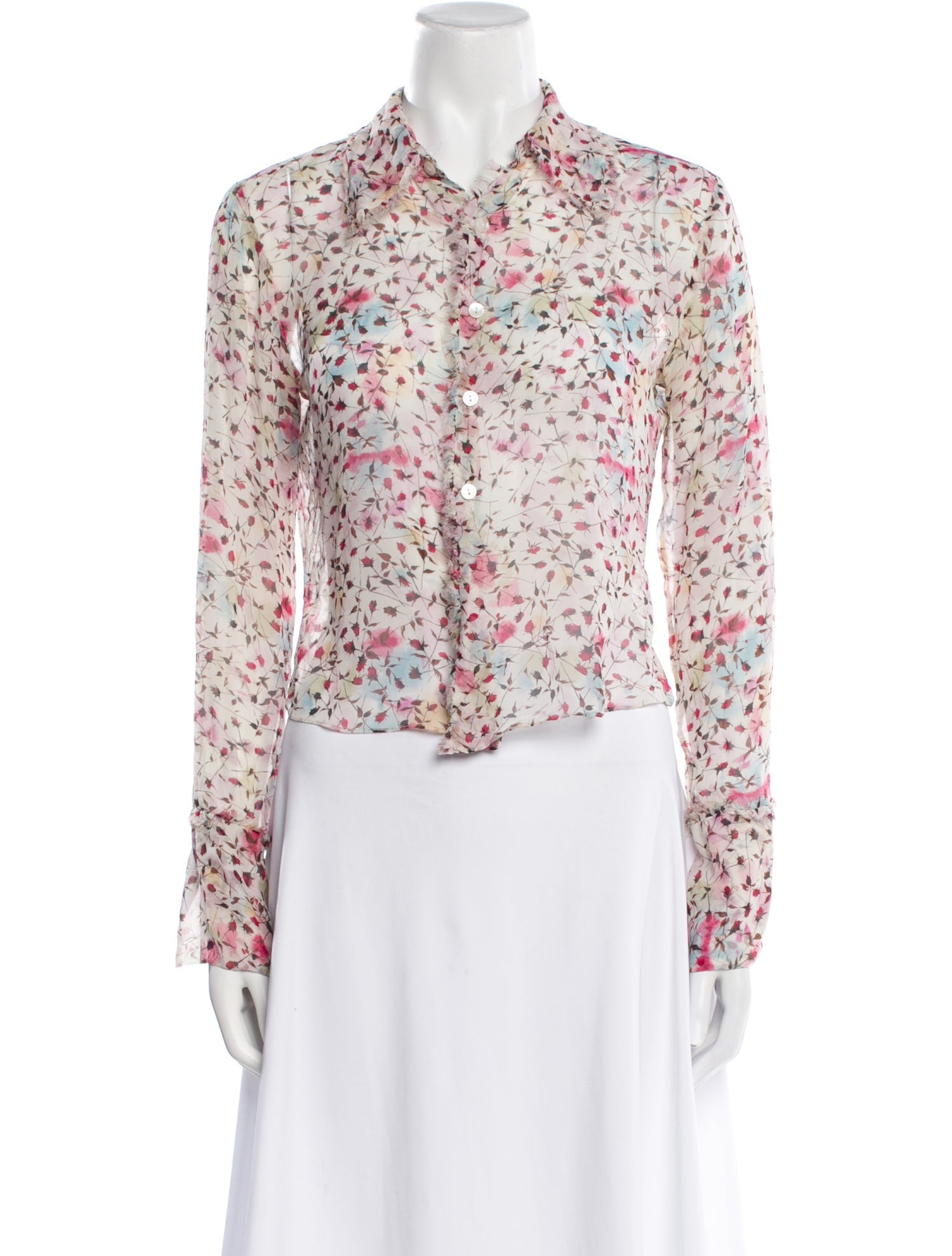 Diane von Furstenberg Silk Floral Print Button-Up Top