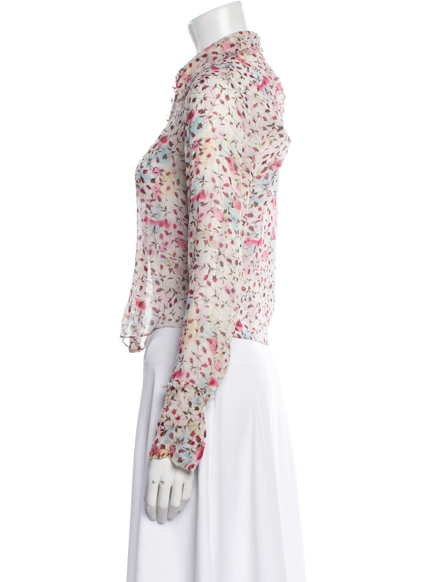 Diane von Furstenberg Silk Floral Print Button-Up Top