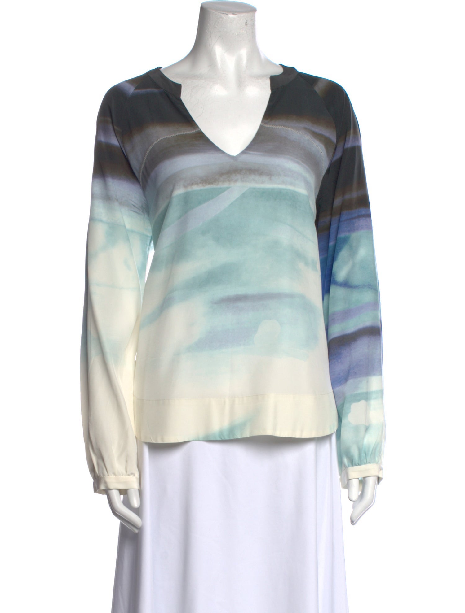 Diane von Furstenberg Silk Tie-Dye Print Blouse