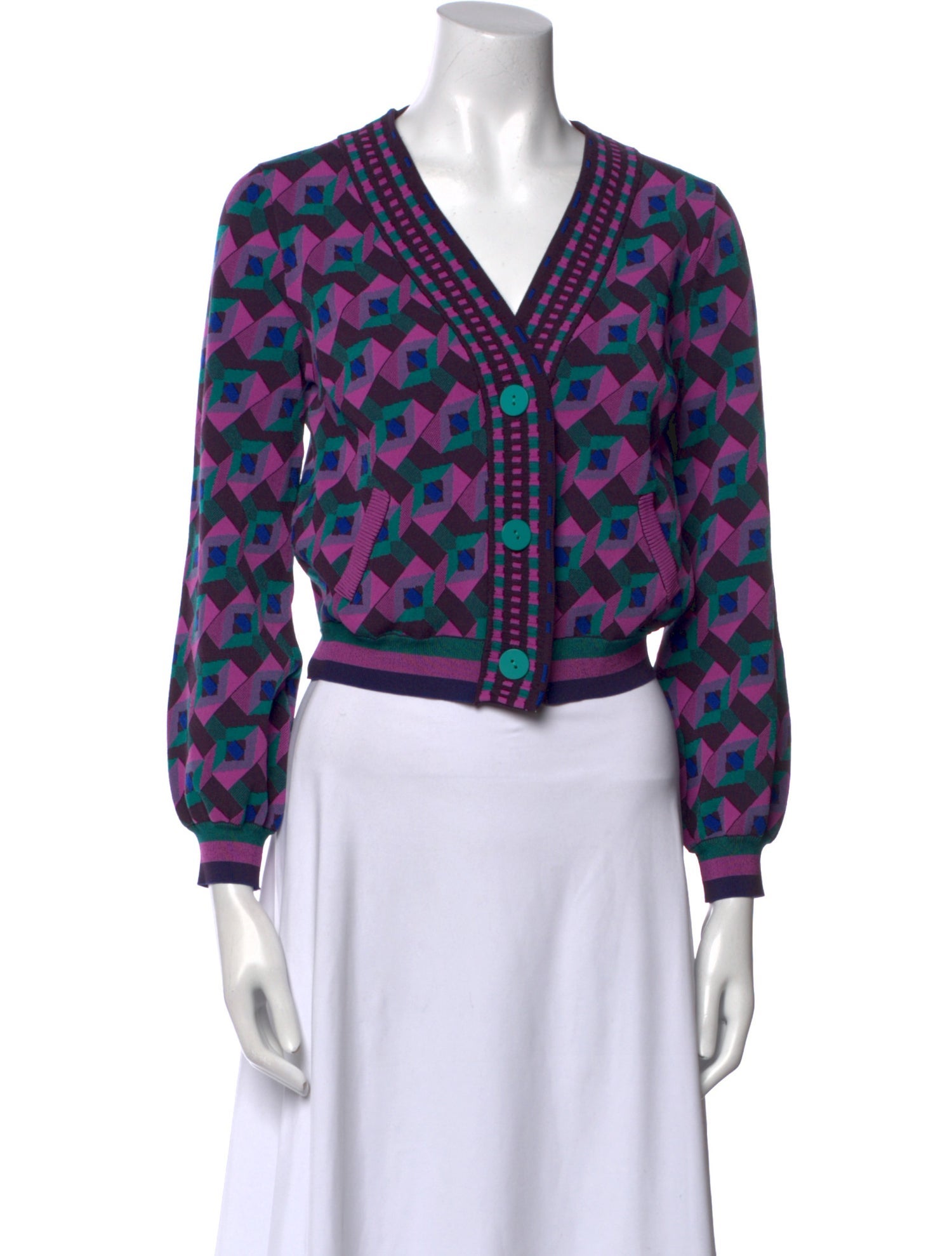 Diane von Furstenberg Printed V-Neck Sweater