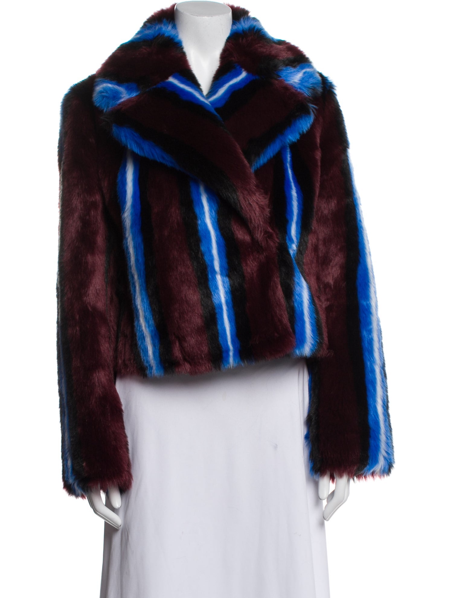 Diane von Furstenberg Striped Faux Fur Jacket