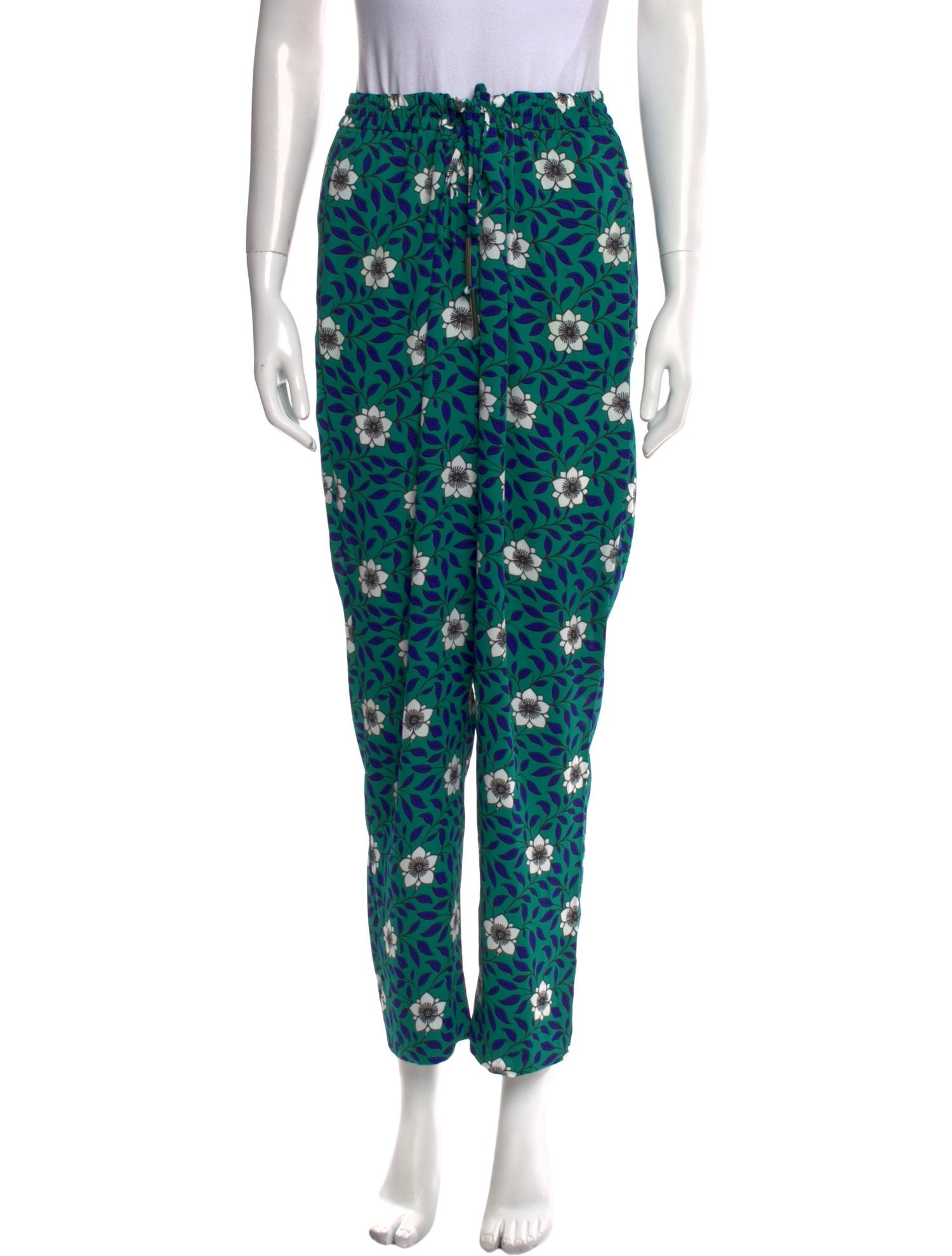 Diane von Furstenberg Floral Print Straight Leg Pants w/ Tags