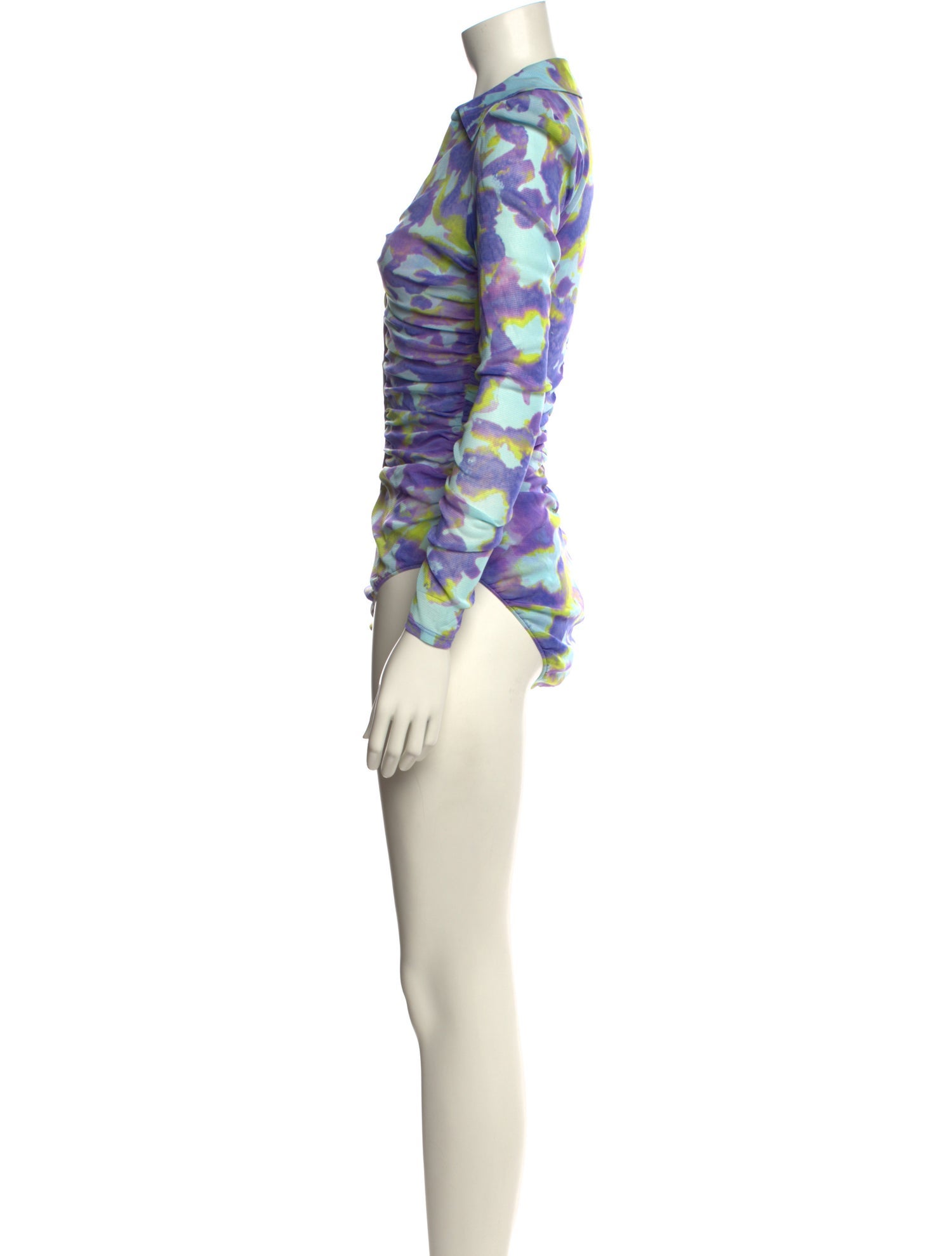 Diane von Furstenberg Tie-Dye Print V-Neck Bodysuit