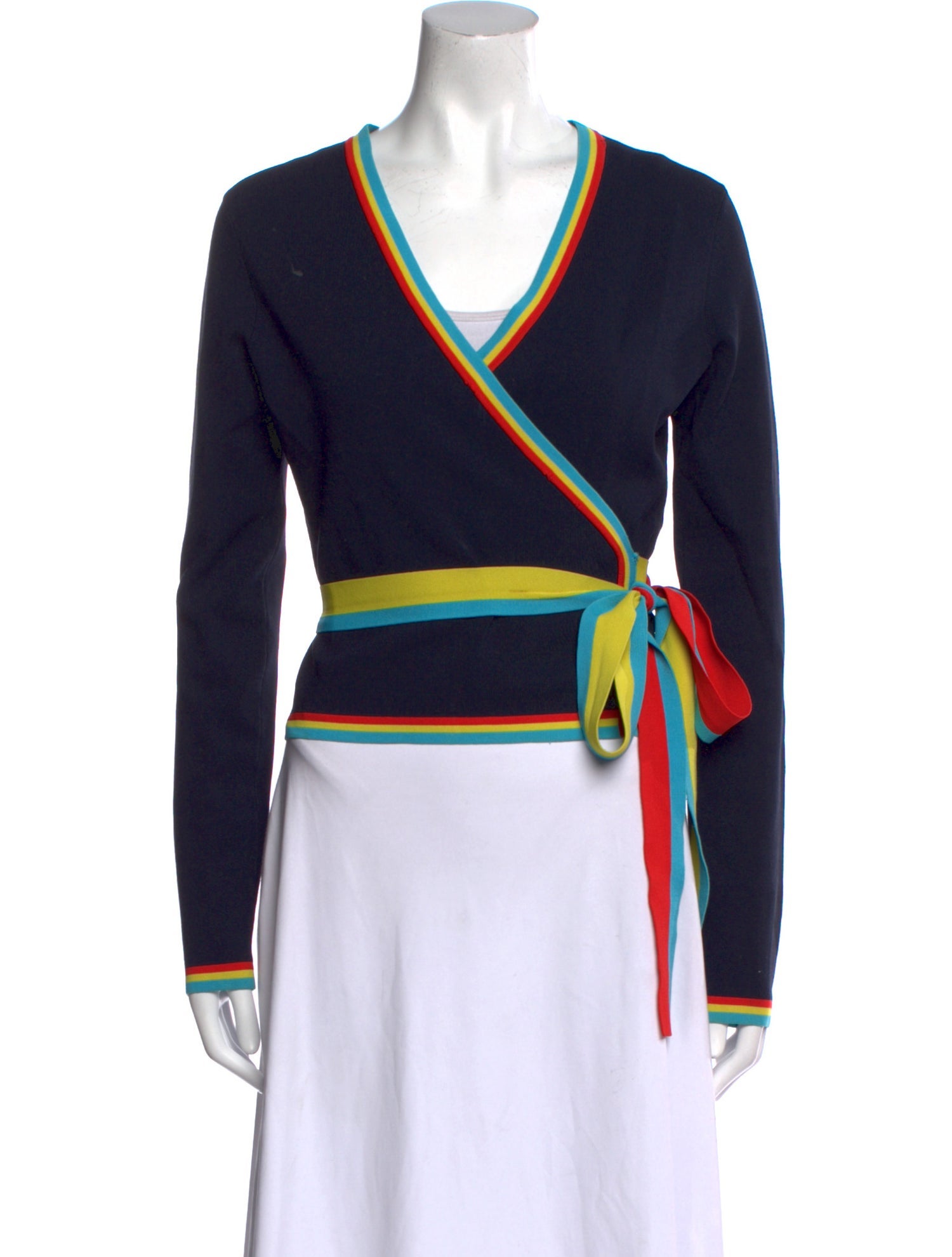 Diane von Furstenberg Striped V-Neck Sweater