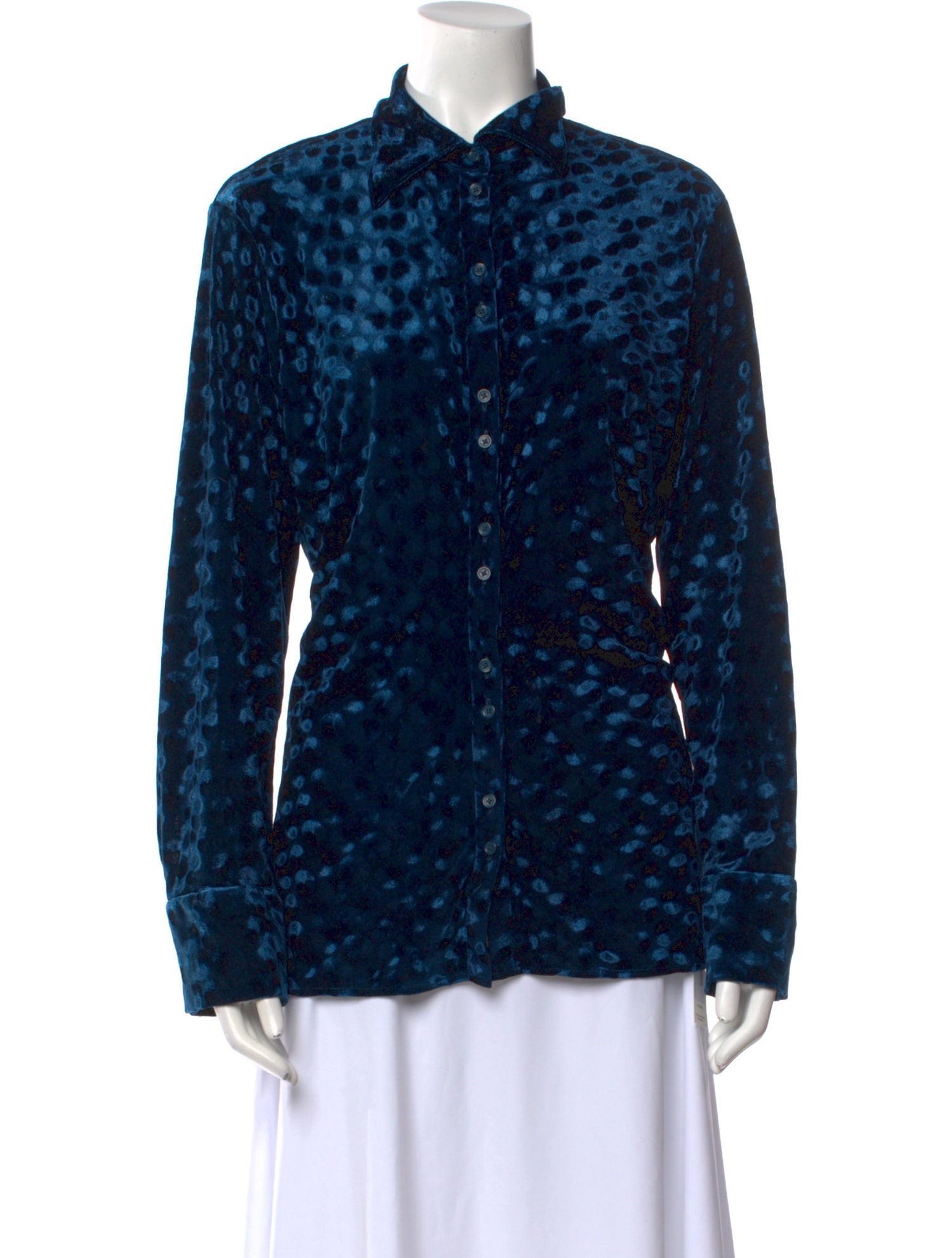 Diane von Furstenberg Printed Long Sleeve Button-Up Top