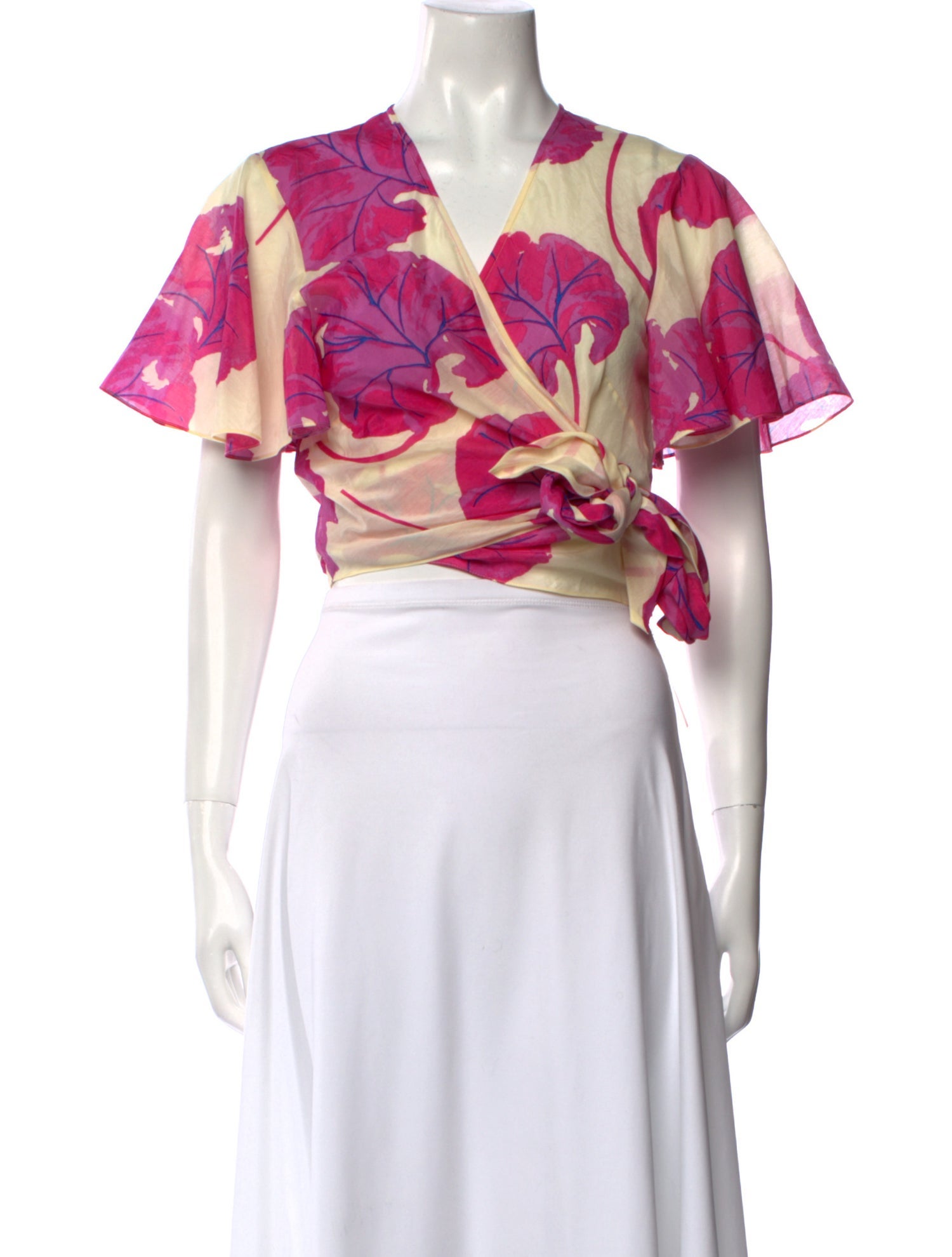 Diane von Furstenberg Floral Print V-Neck Crop Top