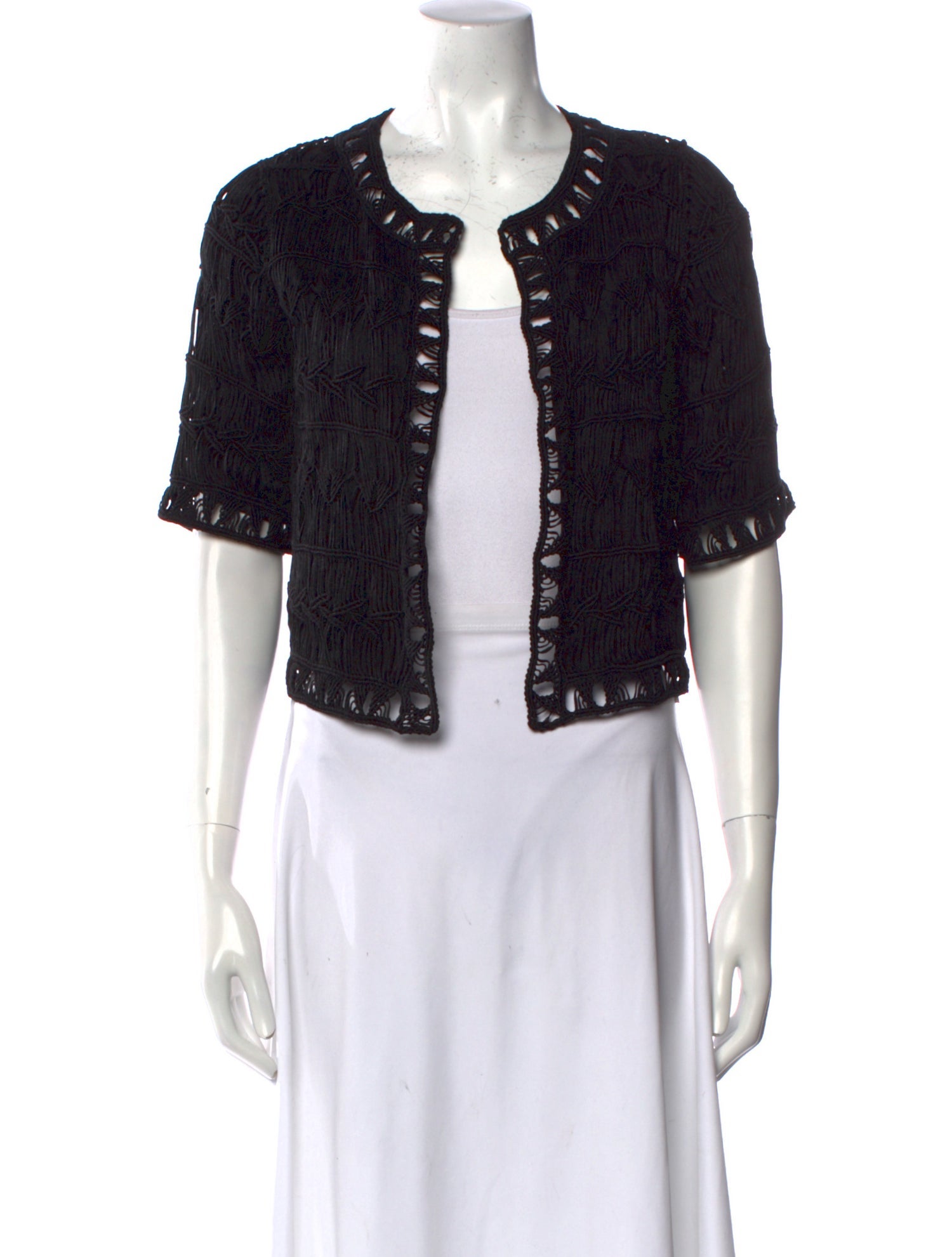 Diane von Furstenberg Lace Pattern Open Front Crop Top