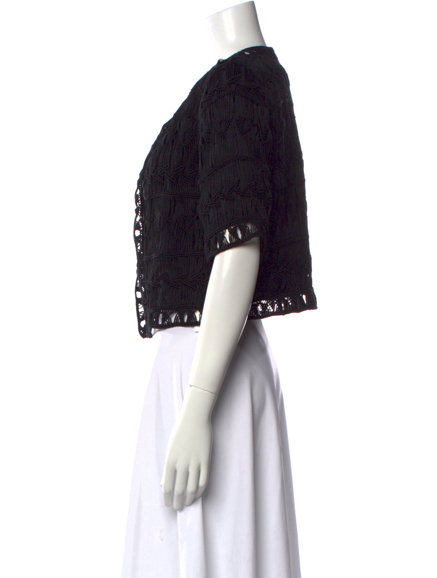 Diane von Furstenberg Lace Pattern Open Front Crop Top