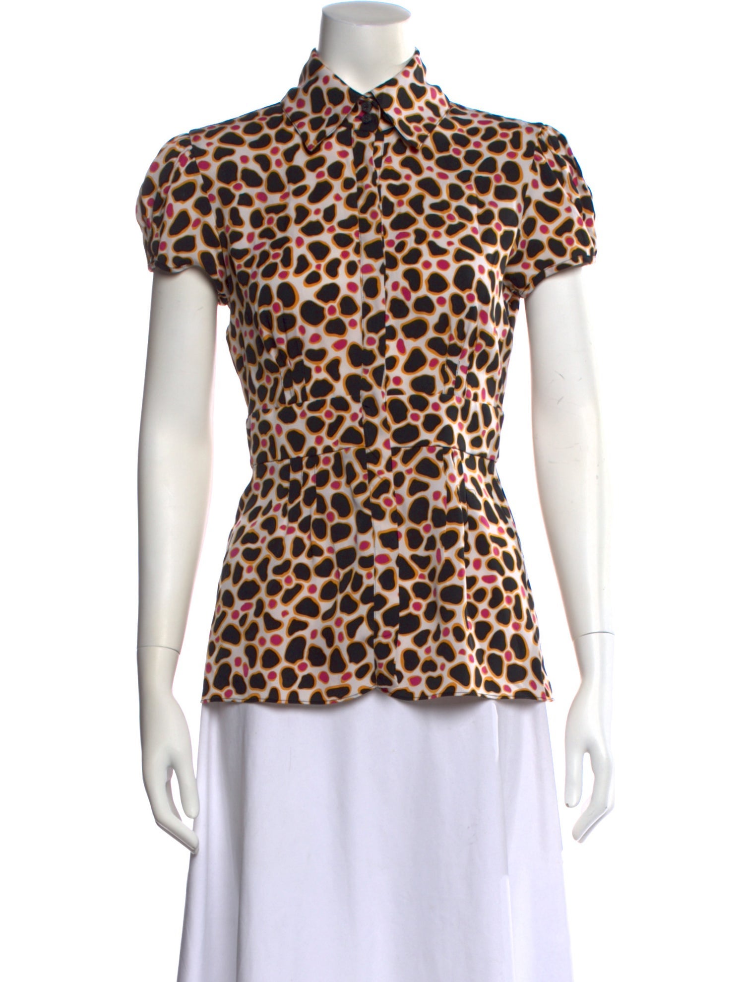 Diane von Furstenberg Silk Animal Print Button-Up Top