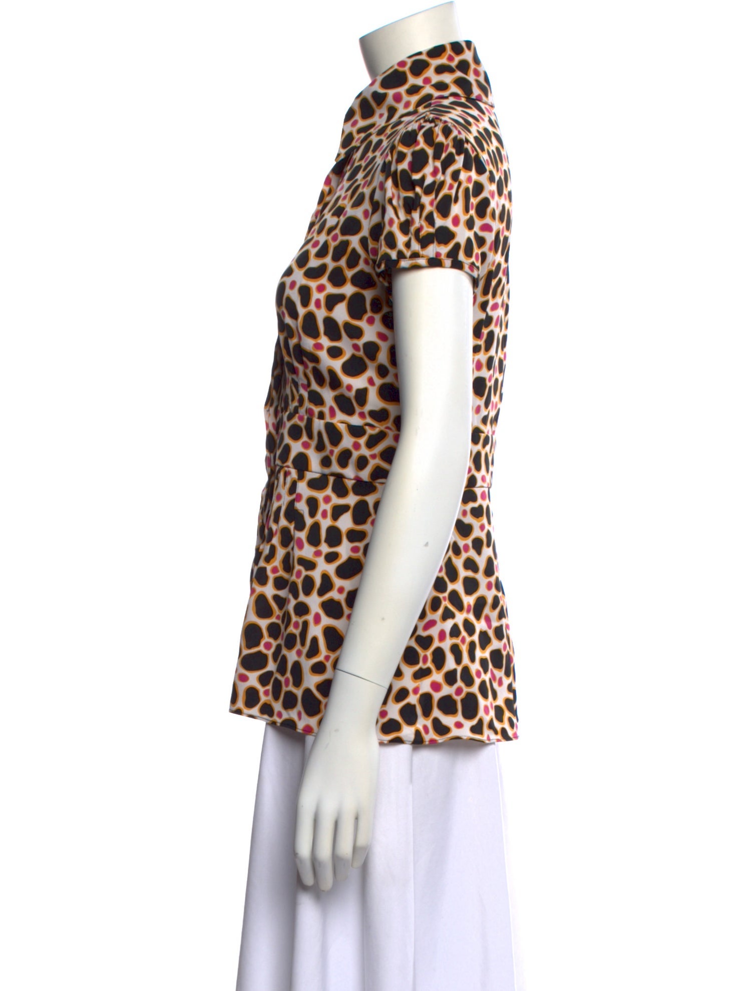 Diane von Furstenberg Silk Animal Print Button-Up Top