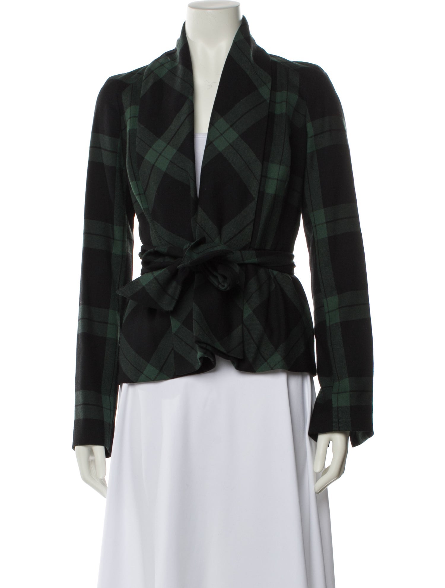 Diane von Furstenberg Wool Plaid Print Jacket