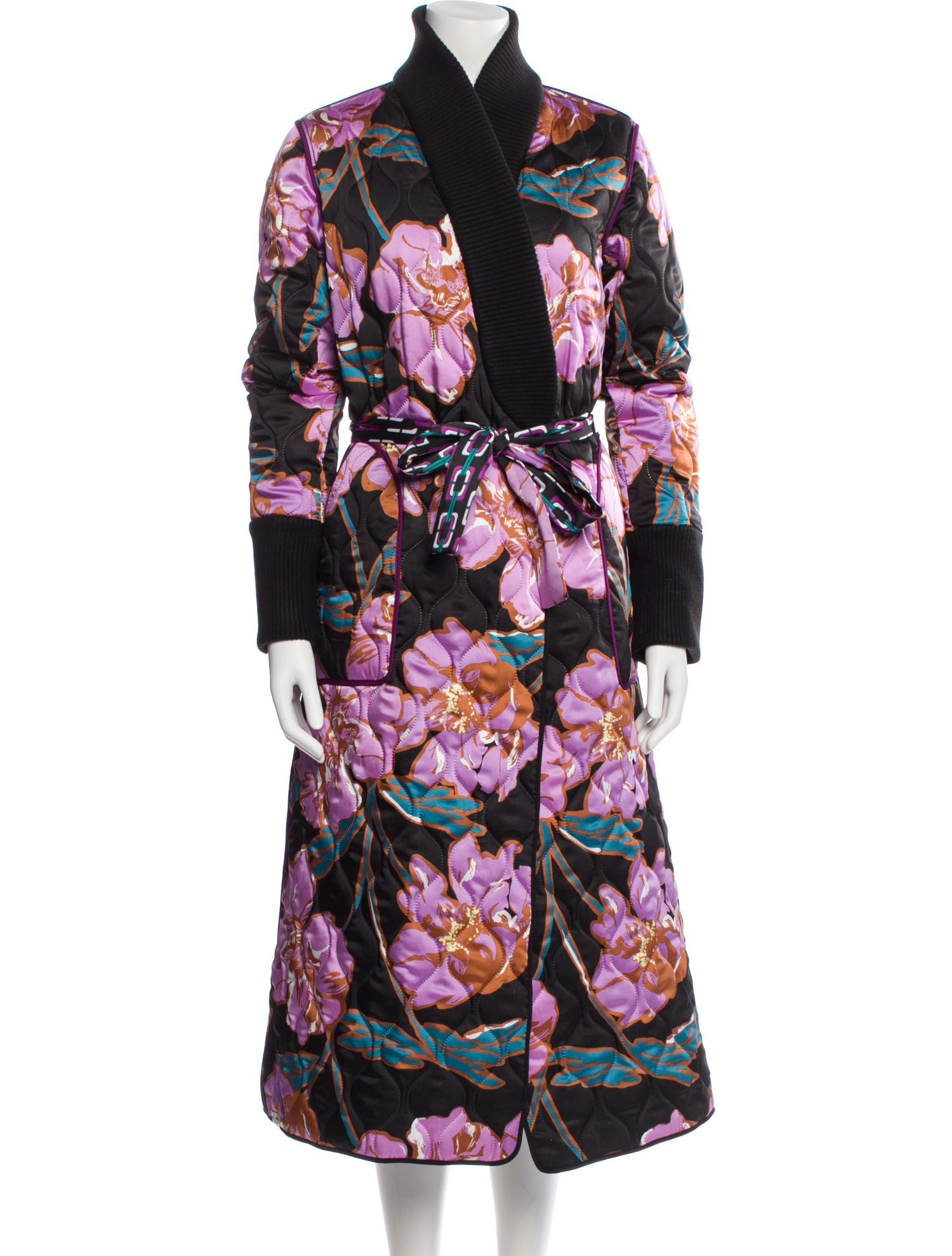 Diane von Furstenberg Loana Reversible Floral Print Trench Coat w/ Tags