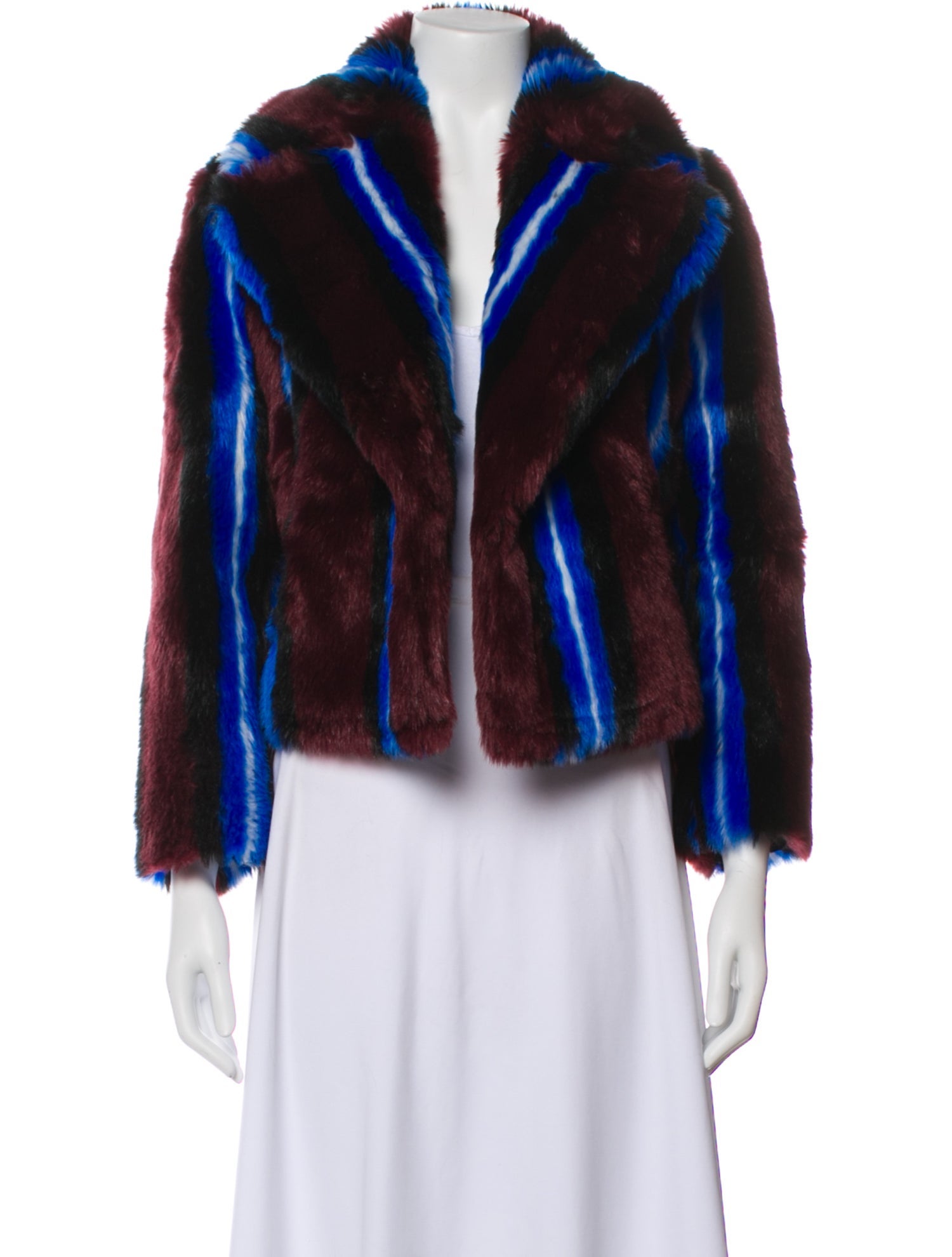 Diane von Furstenberg Faux Fur Striped Faux Fur Jacket