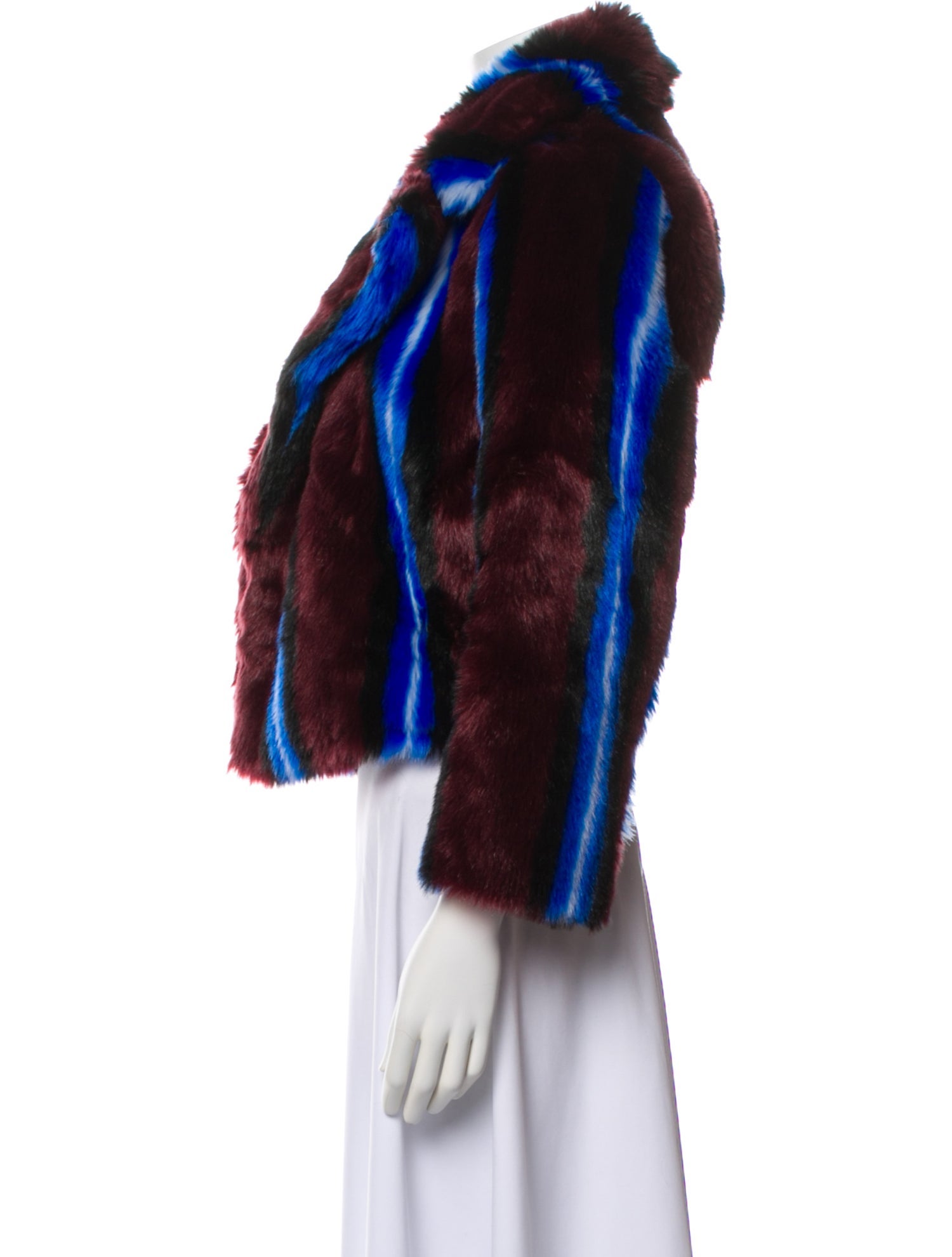 Diane von Furstenberg Faux Fur Striped Faux Fur Jacket