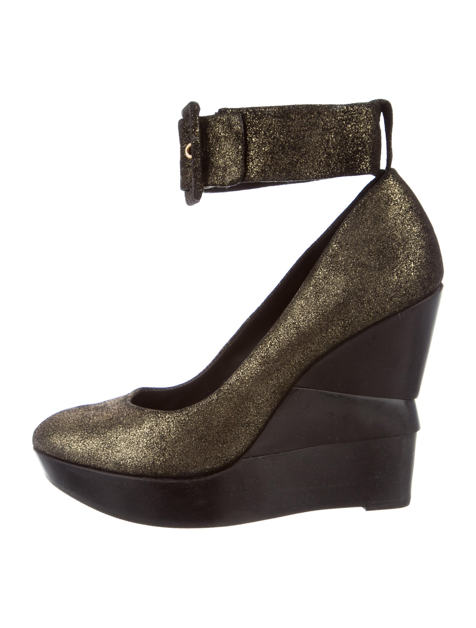 Diane von Furstenberg Metallic AnkleStrap Wedges Shoes WDI57118