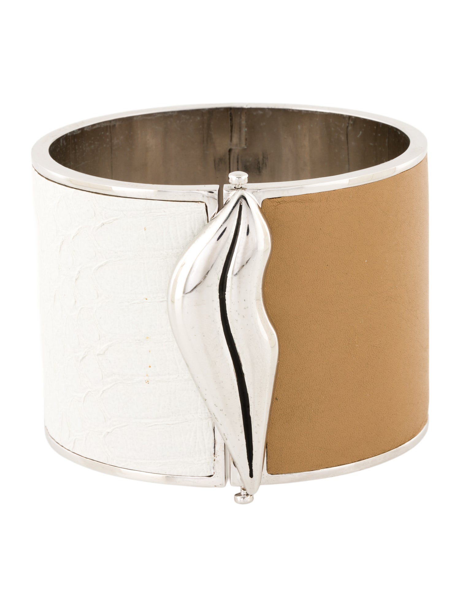 Diane von Furstenberg Leather Frankie Hinged Bangle Bracelet