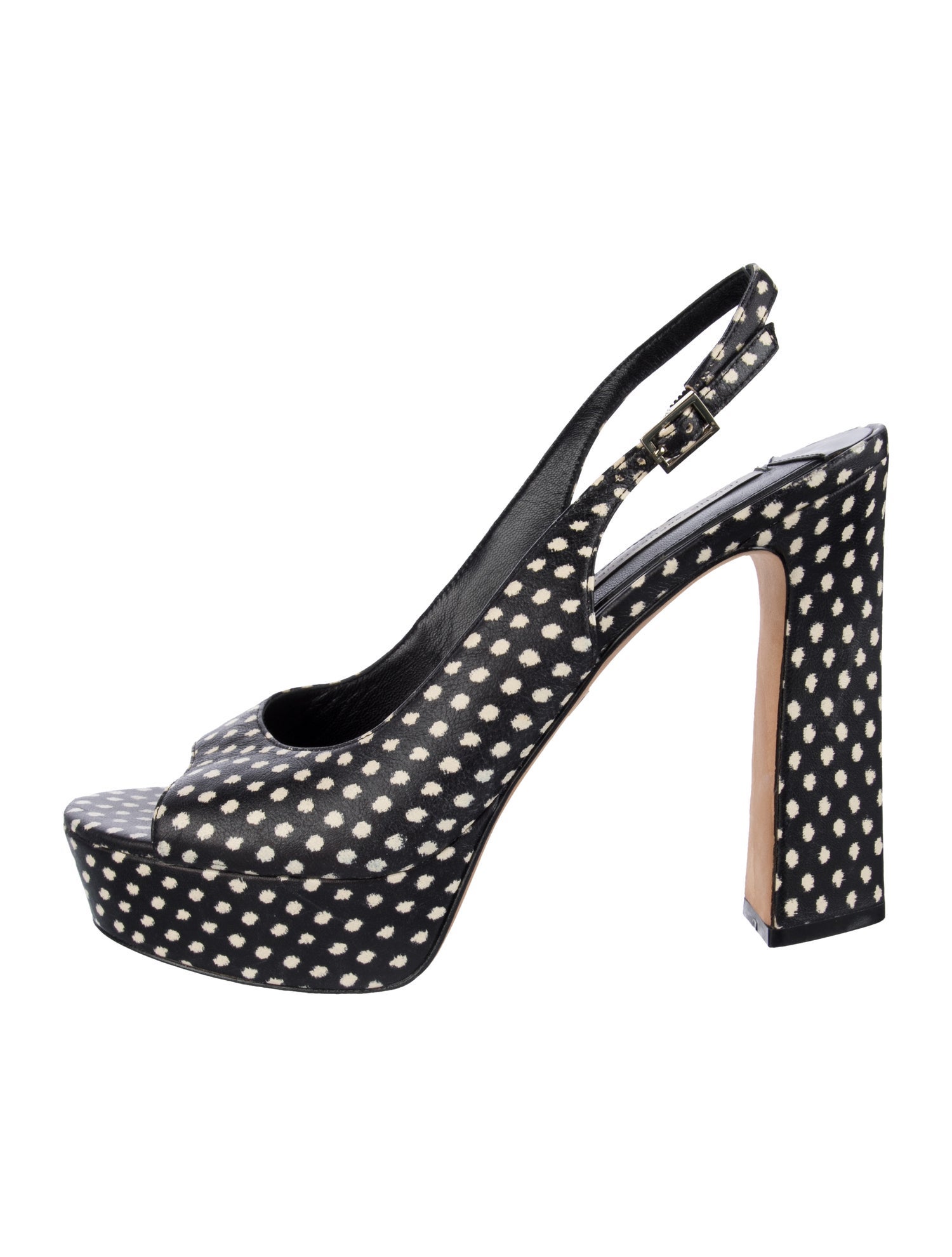 Diane von Furstenberg Leather Polka Dot Print Slingback Sandals