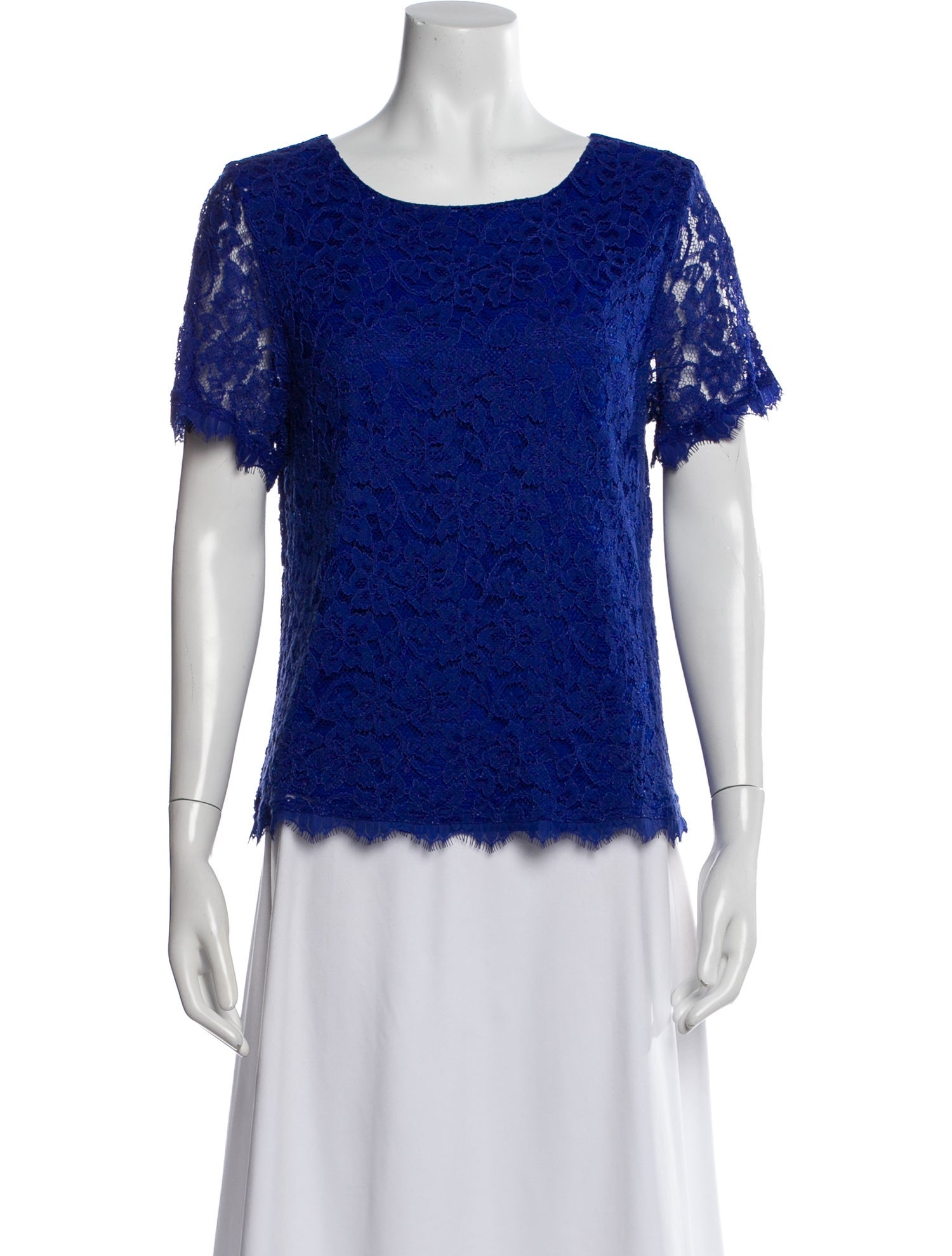 Diane von Furstenberg Lace Pattern Crew Neck Top
