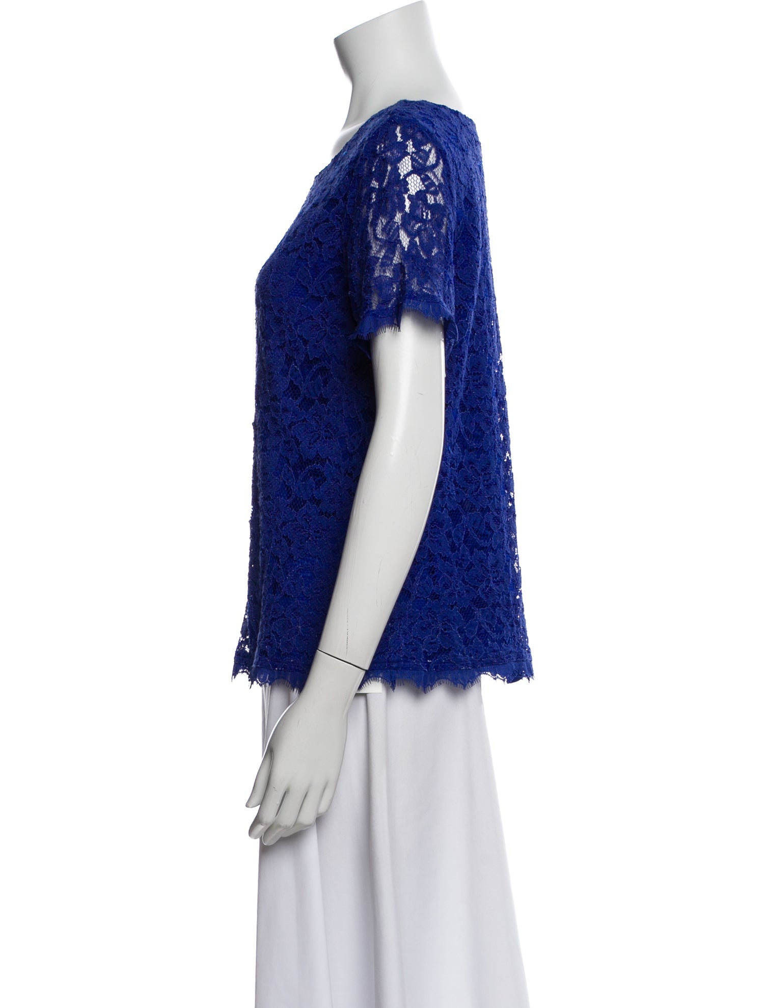 Diane von Furstenberg Lace Pattern Crew Neck Top