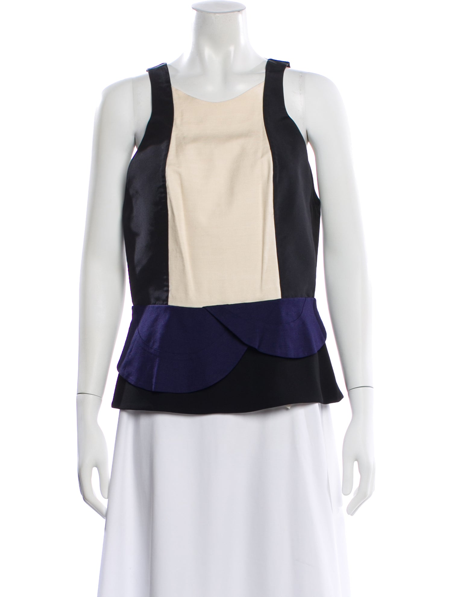 Diane von Furstenberg Colorblock Pattern Crew Neck Top