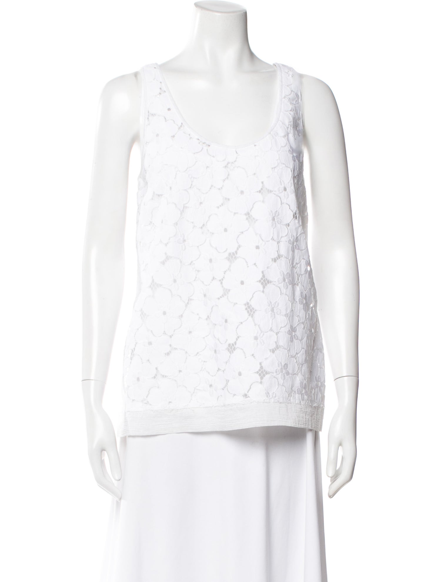 Diane von Furstenberg Lace Pattern Scoop Neck Top