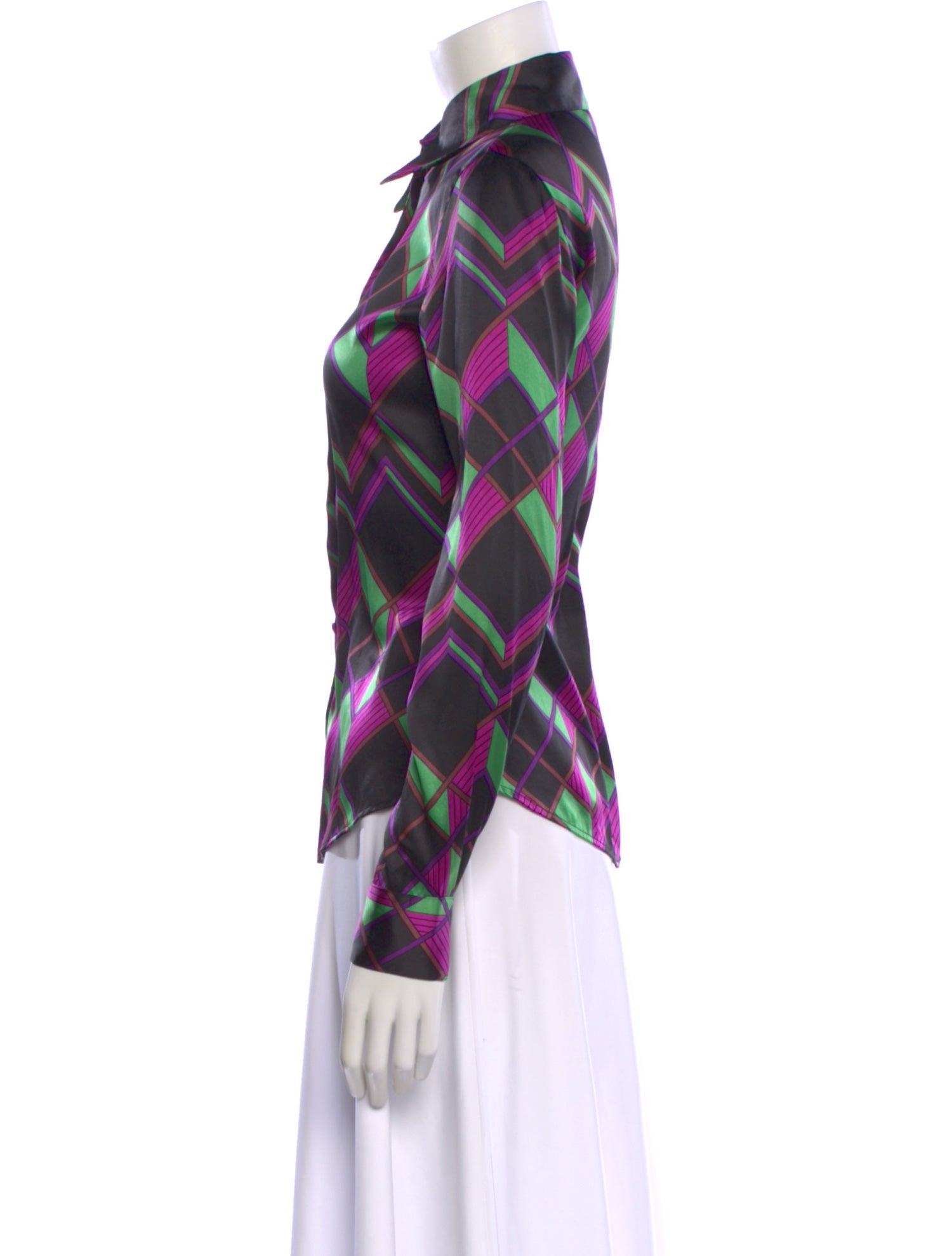 Diane von Furstenberg Silk Patterned Button-Up Top