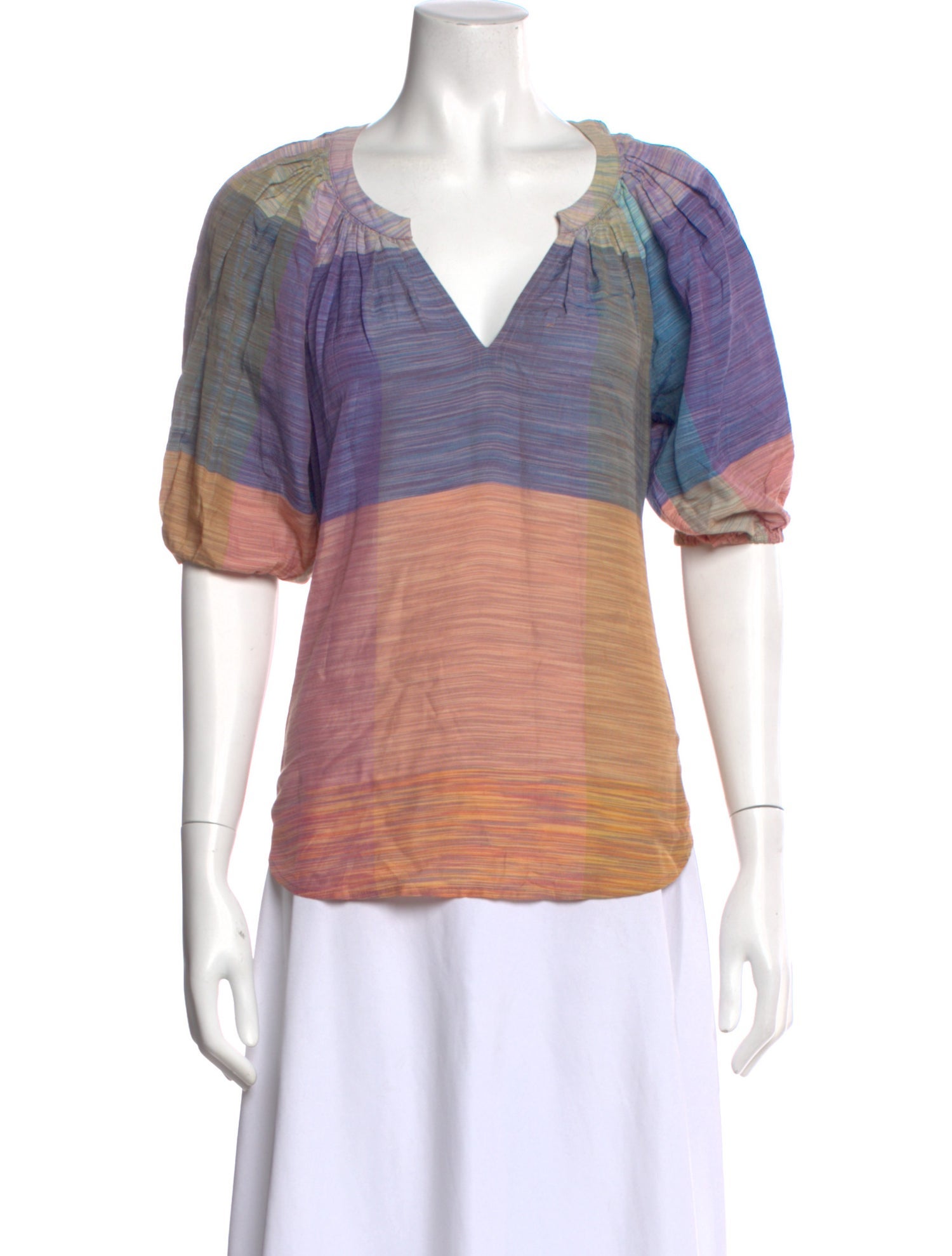 Diane von Furstenberg Striped V-Neck Blouse