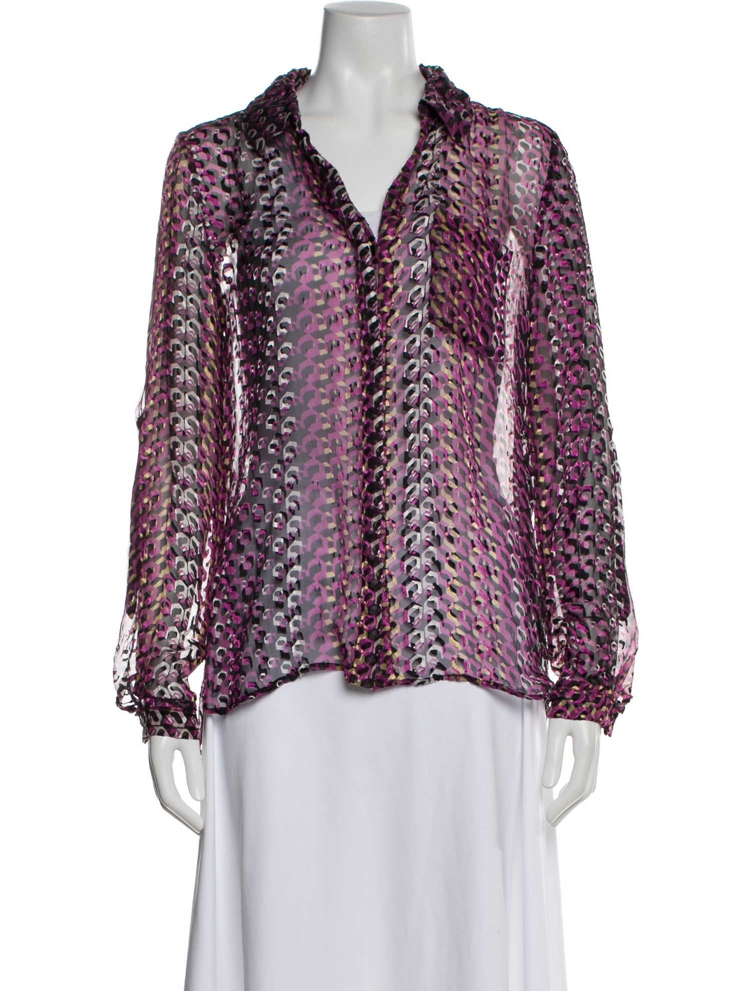Diane von Furstenberg Patterned Long Sleeve Blouse
