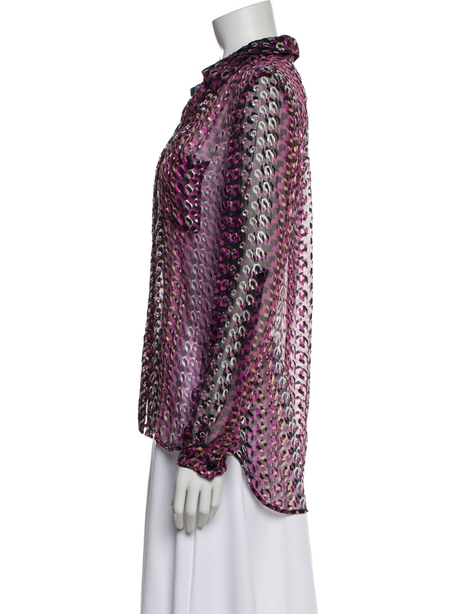 Diane von Furstenberg Patterned Long Sleeve Blouse