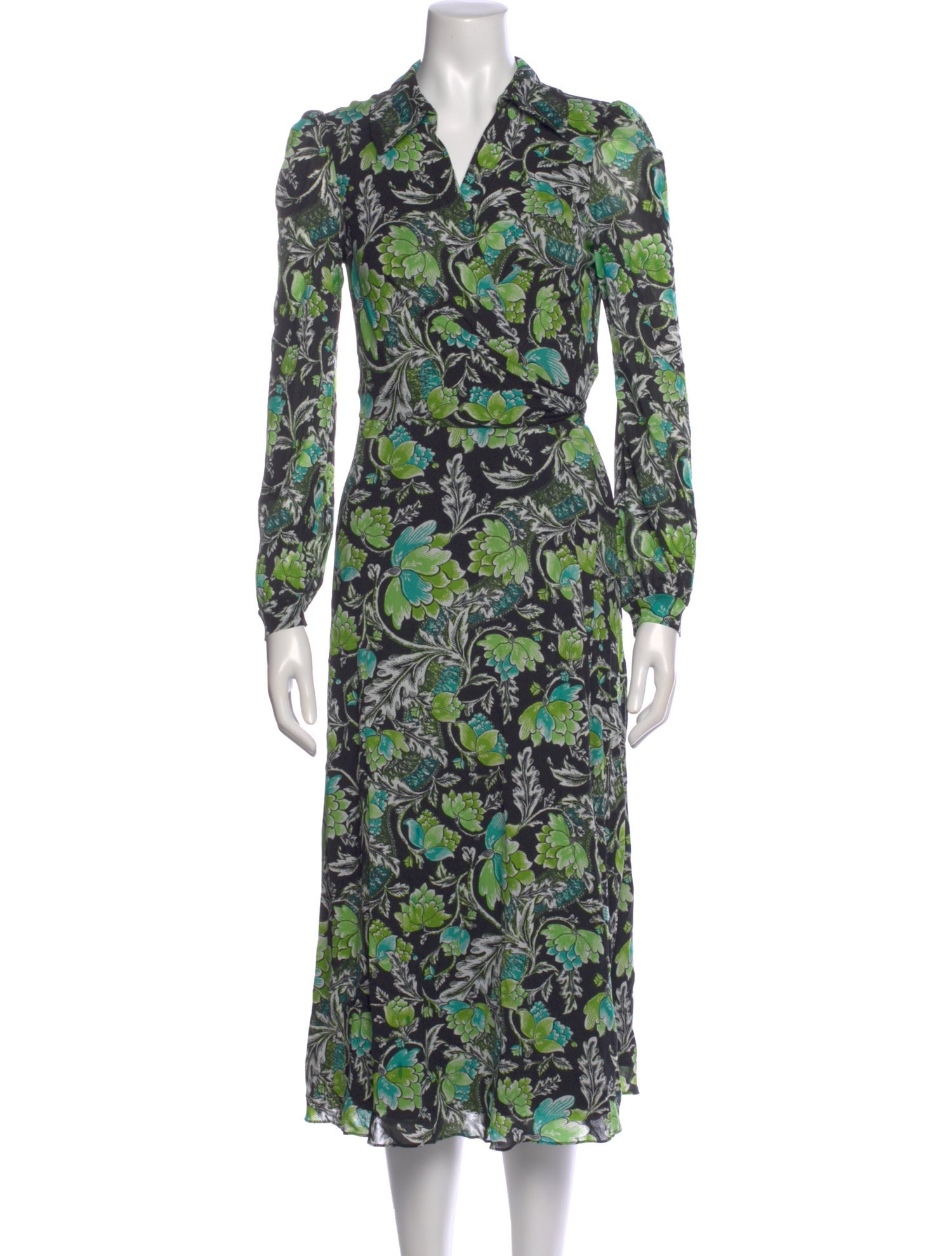 Diane von Furstenberg Floral Print Midi Length Dress