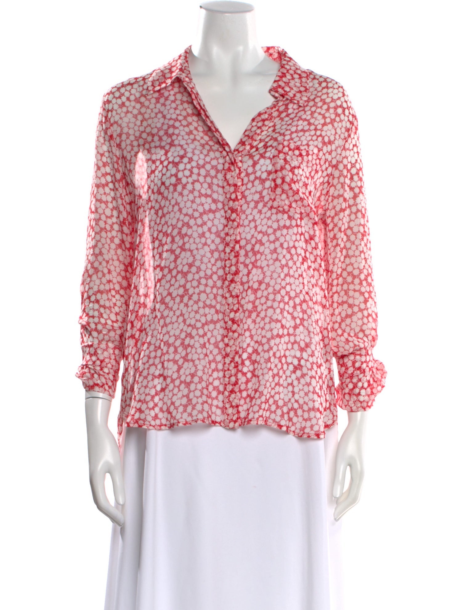 Diane von Furstenberg Floral Print Long Sleeve Blouse